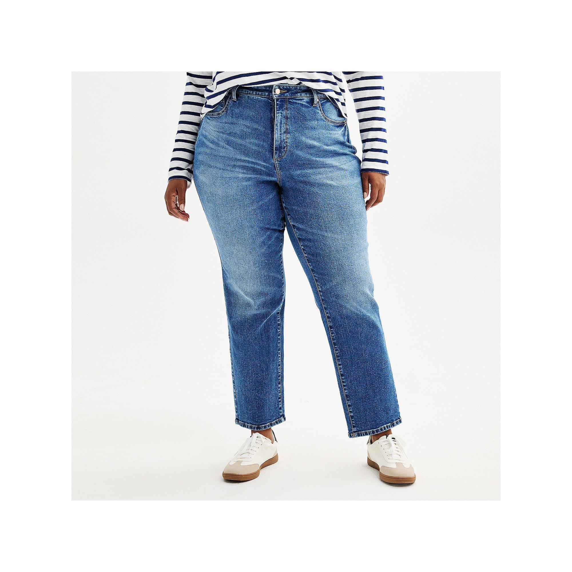 Plus Size Sonoma Goods For Life® High Rise Curvy Straight Jeans, Women's, Size: 30 W, Med Blue Product Image