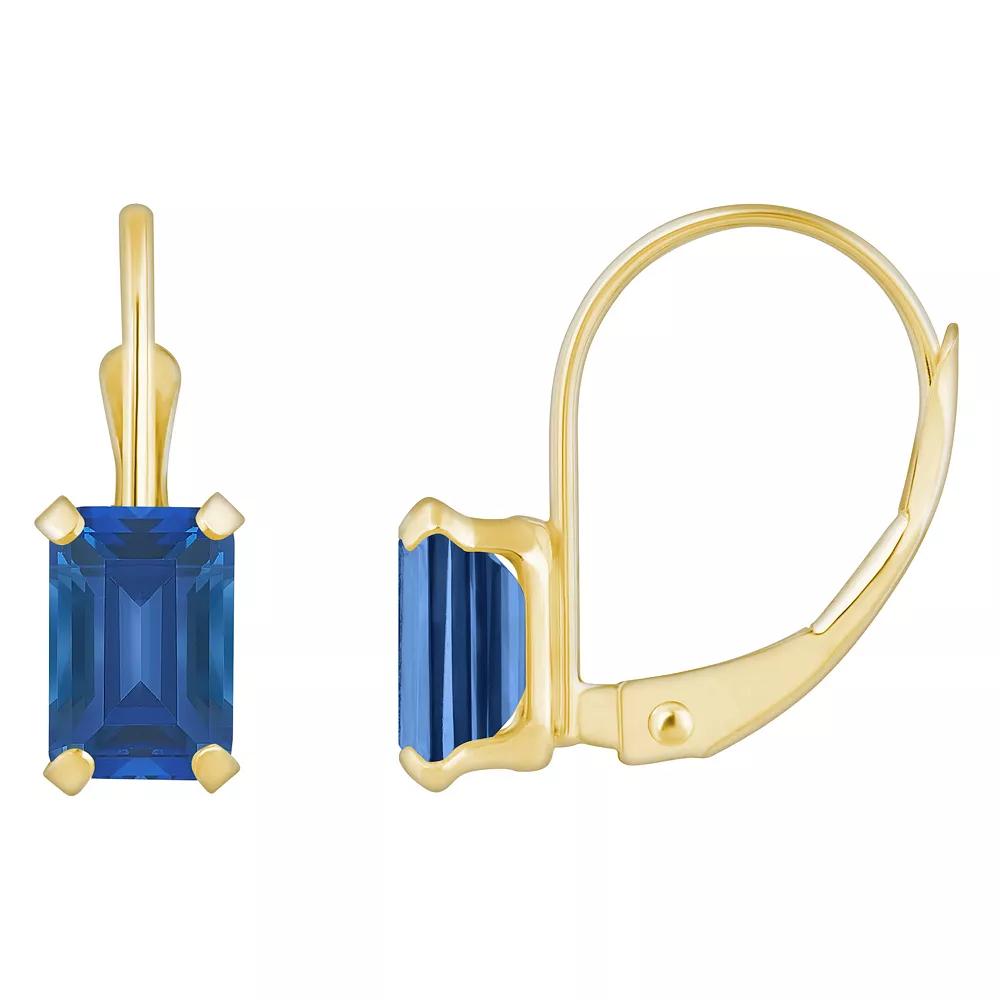 Celebration Gems 10k Gold Emerald Cut Amethyst Leverback Earrings, Women's Product Image