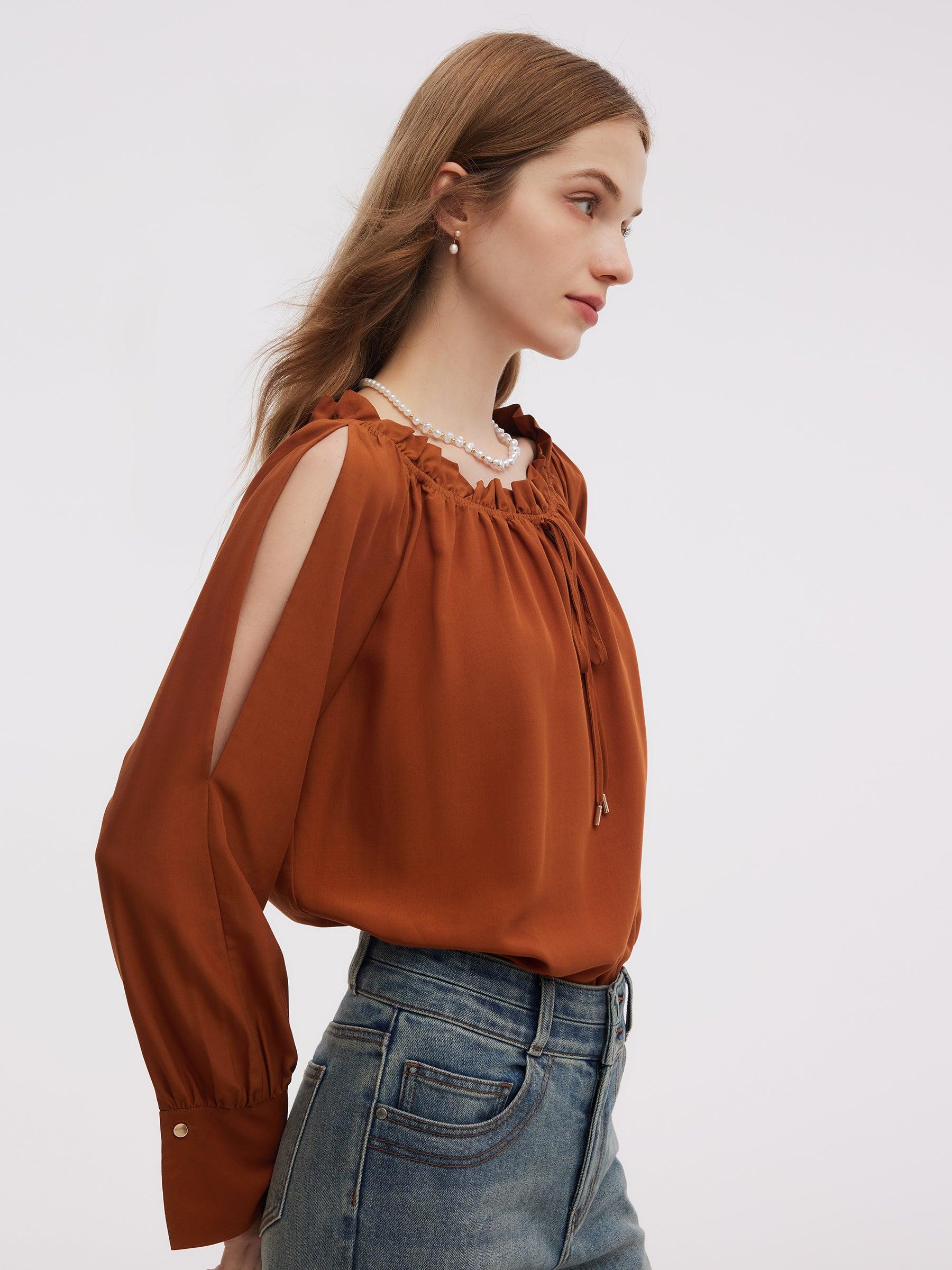 Tencel Acetate Blend Women Off Shoulder Blouse Product Image
