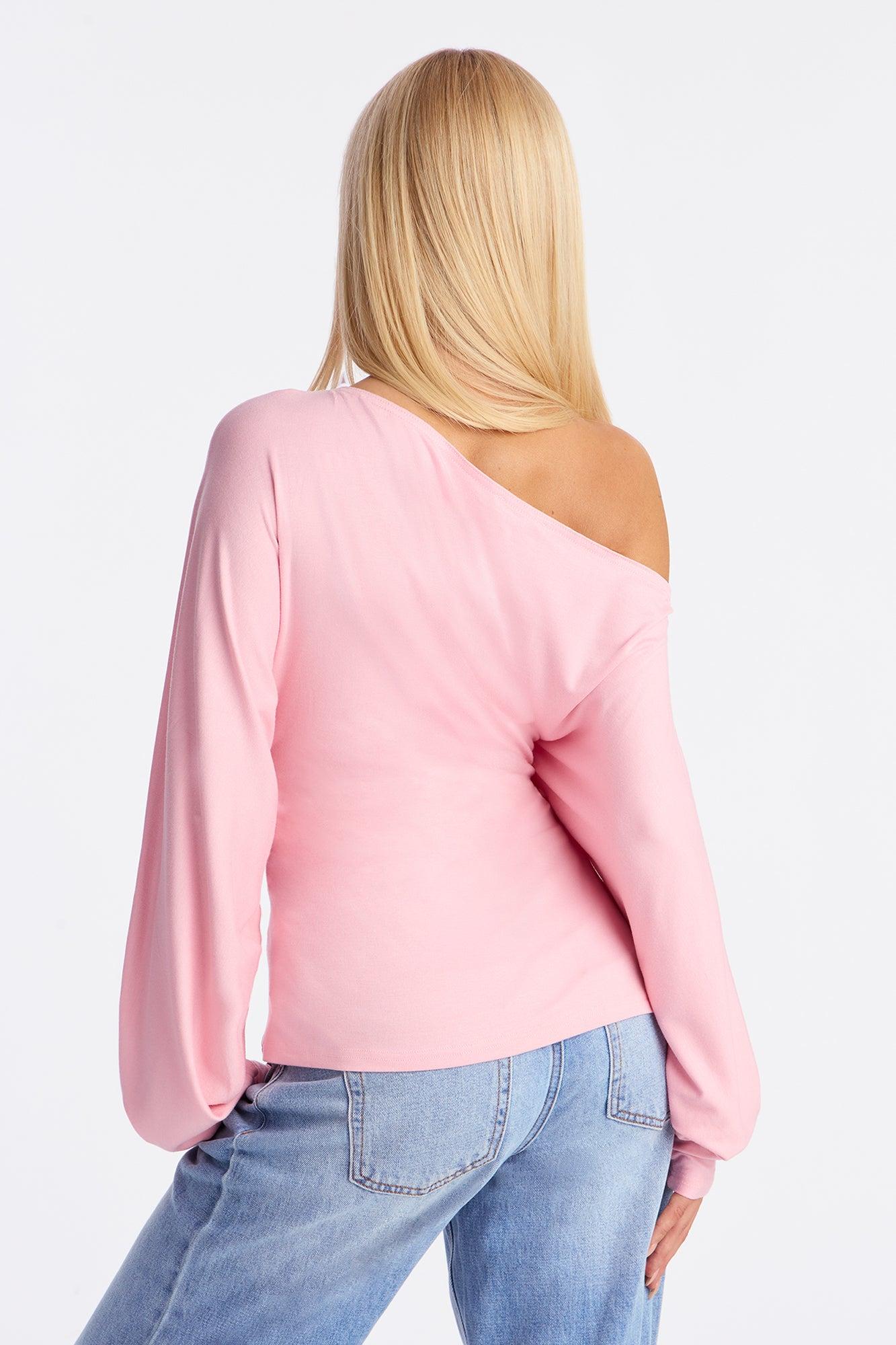 Nadia Off Shoulder Long Sleeve Top - Pink Female Product Image