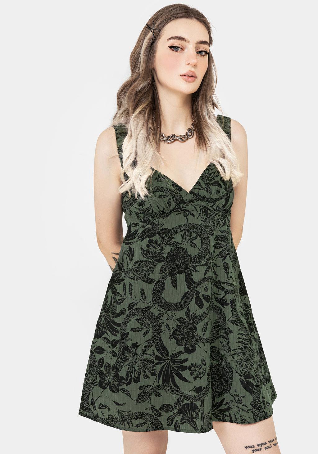 Bashe Cotton Mini Sun Dress - Green Product Image