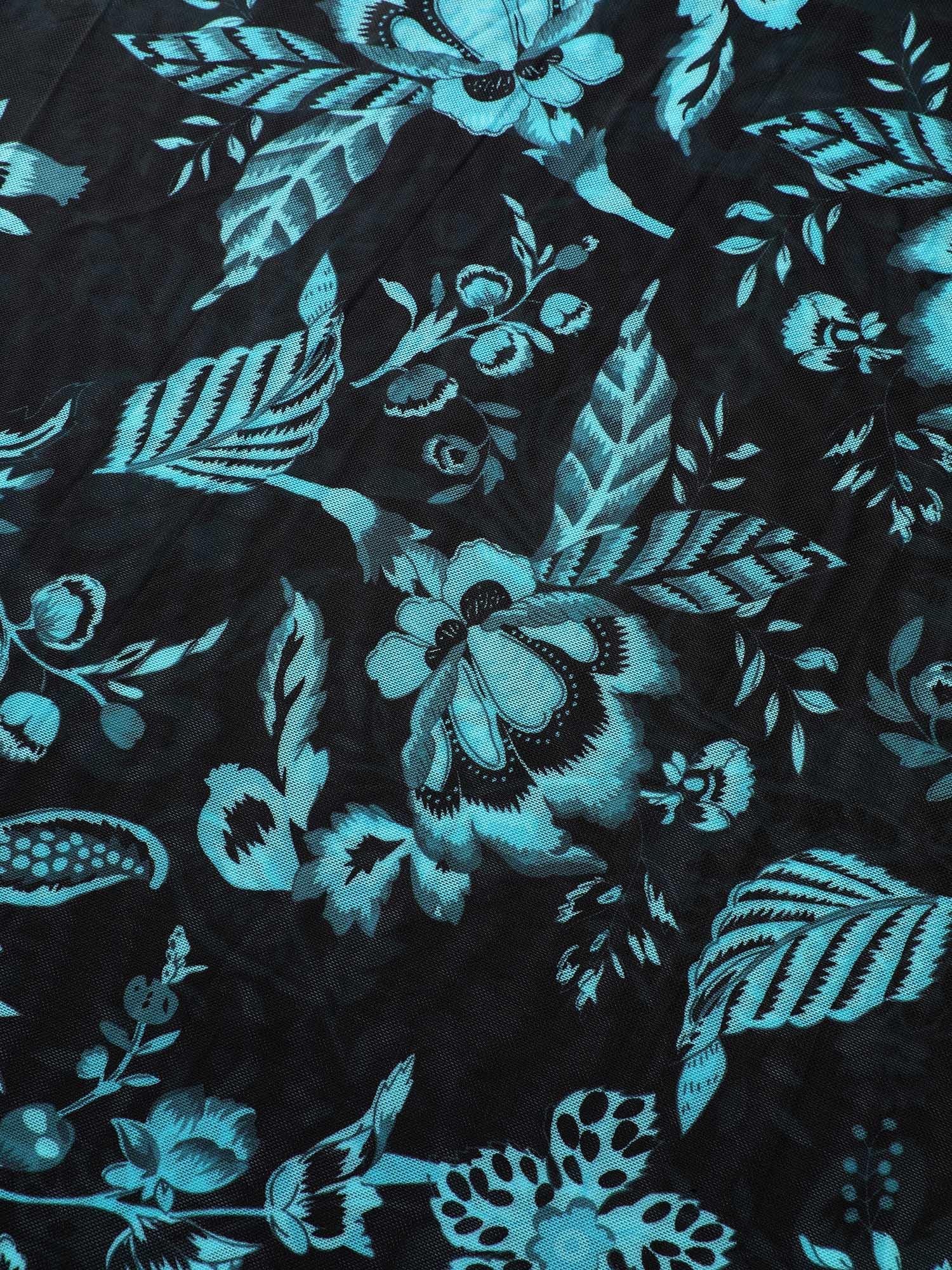 Two-Piece Floral Print Ruched Mesh Swimsuit, Sarong Female Product Image