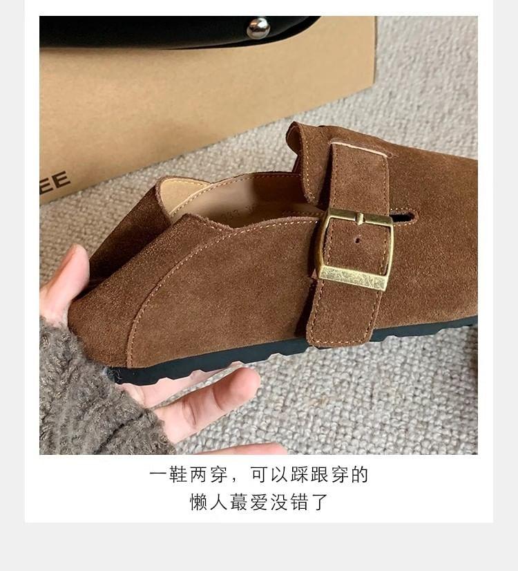 Platform Buckled Suede Slip Ons Product Image