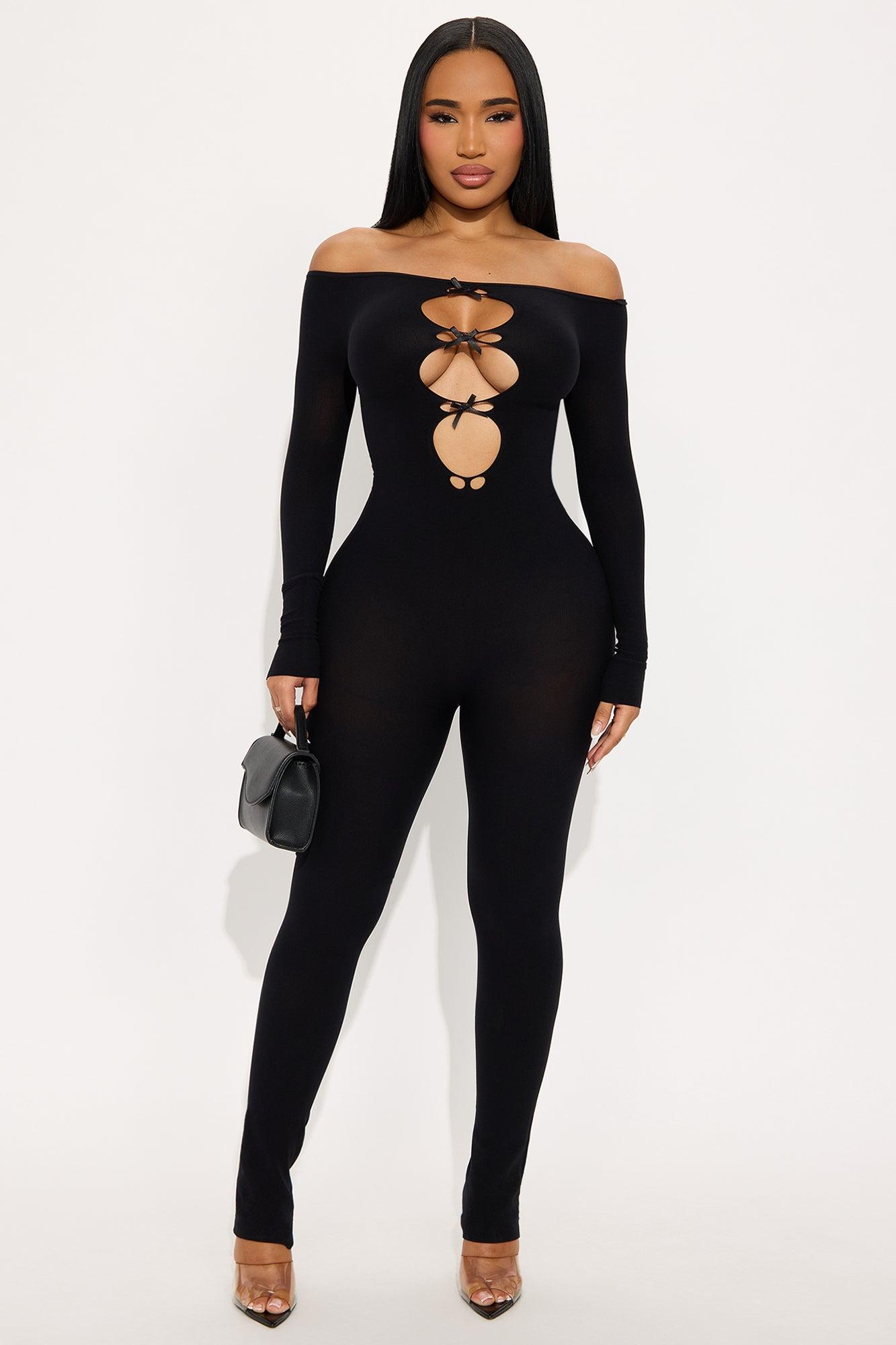 All Bowed Up Seamless Jumpsuit - Black Female Product Image