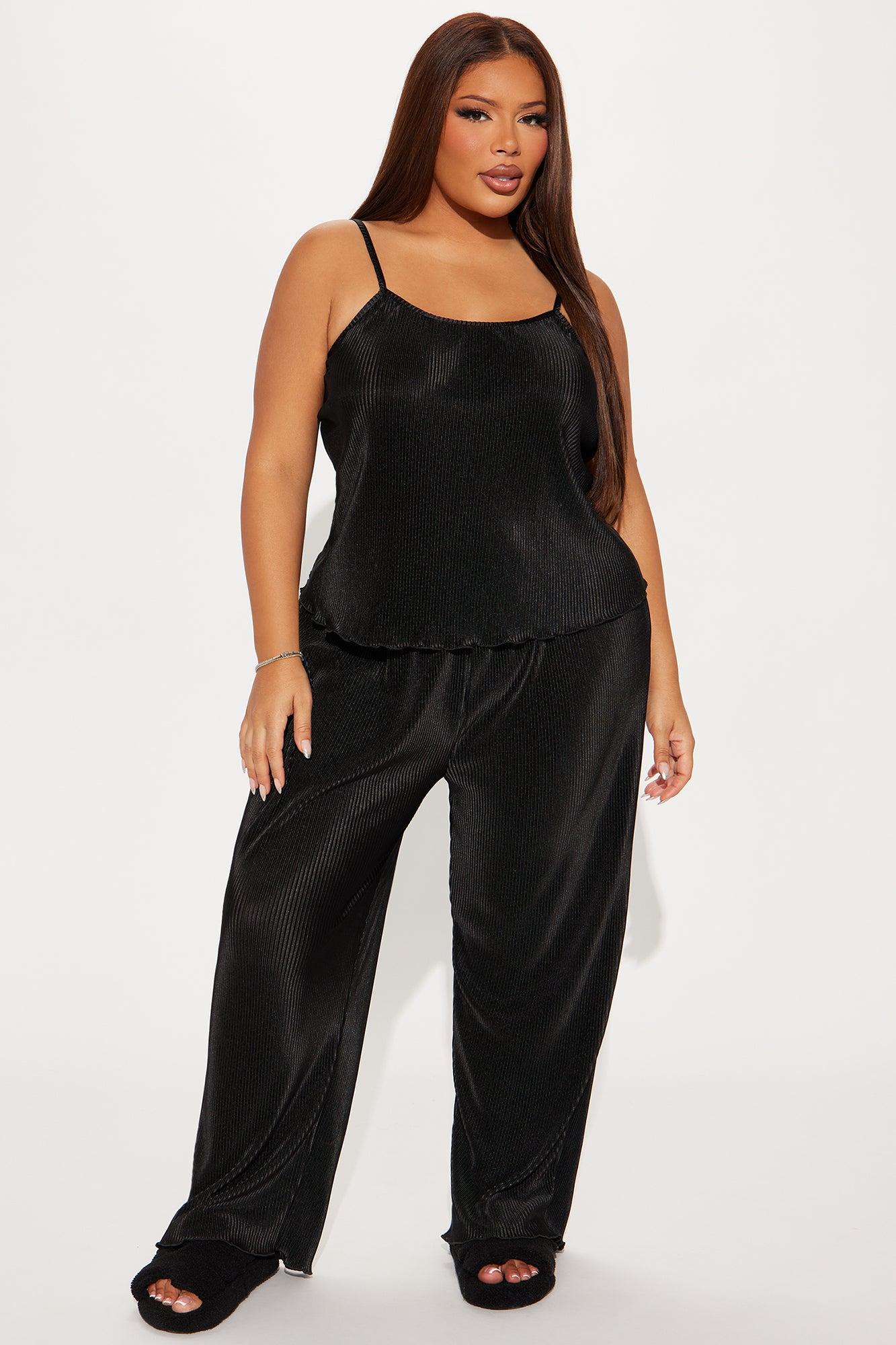 Always Bedtime Plisse PJ Pant Set - Black Product Image