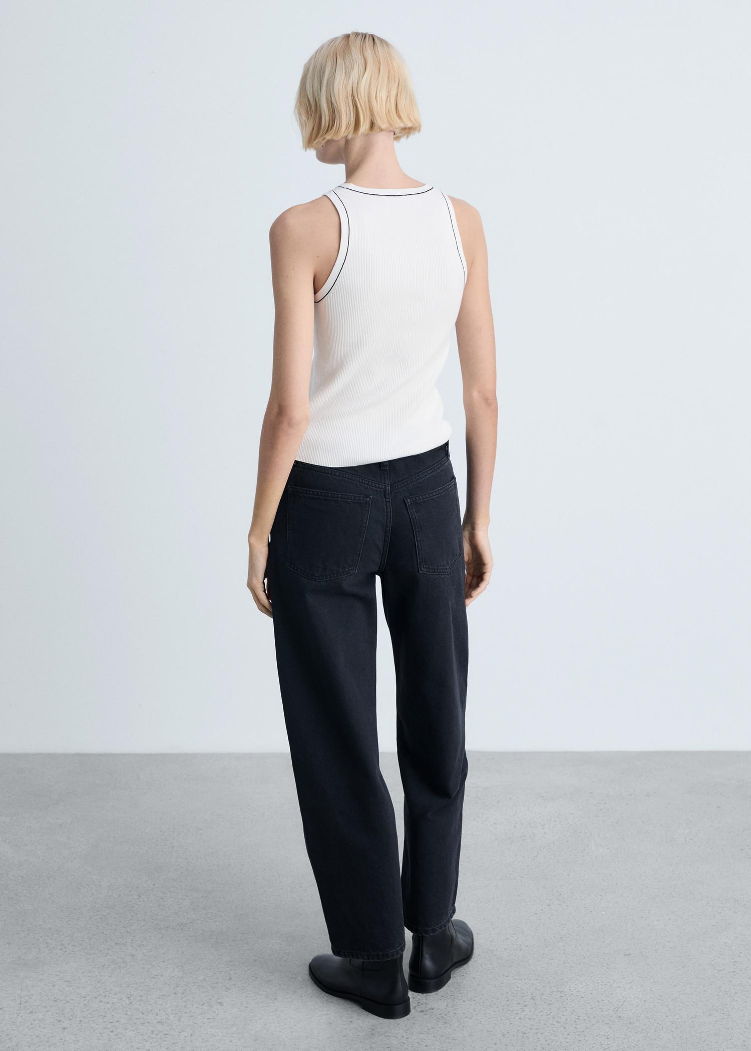 Ribbed top with contrasting trim - Women | MANGO USA Product Image