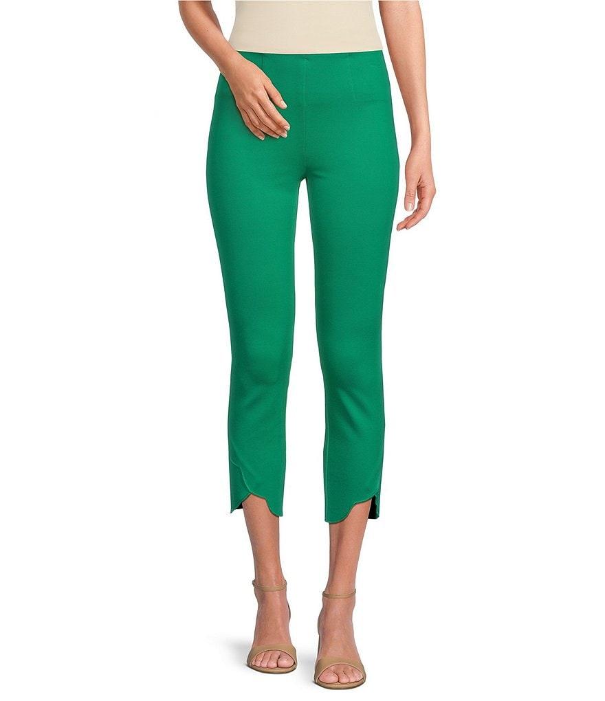 Slim Factor by Investments Ponte Knit No Waist Scallop Hem Capri Pull-On Pants Product Image