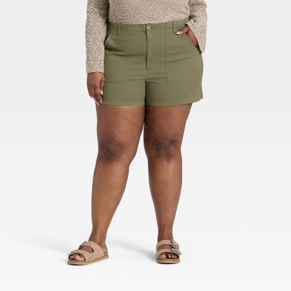 Women's High-Rise Cargo Shorts - Universal Thread™ Olive Green 26 Product Image