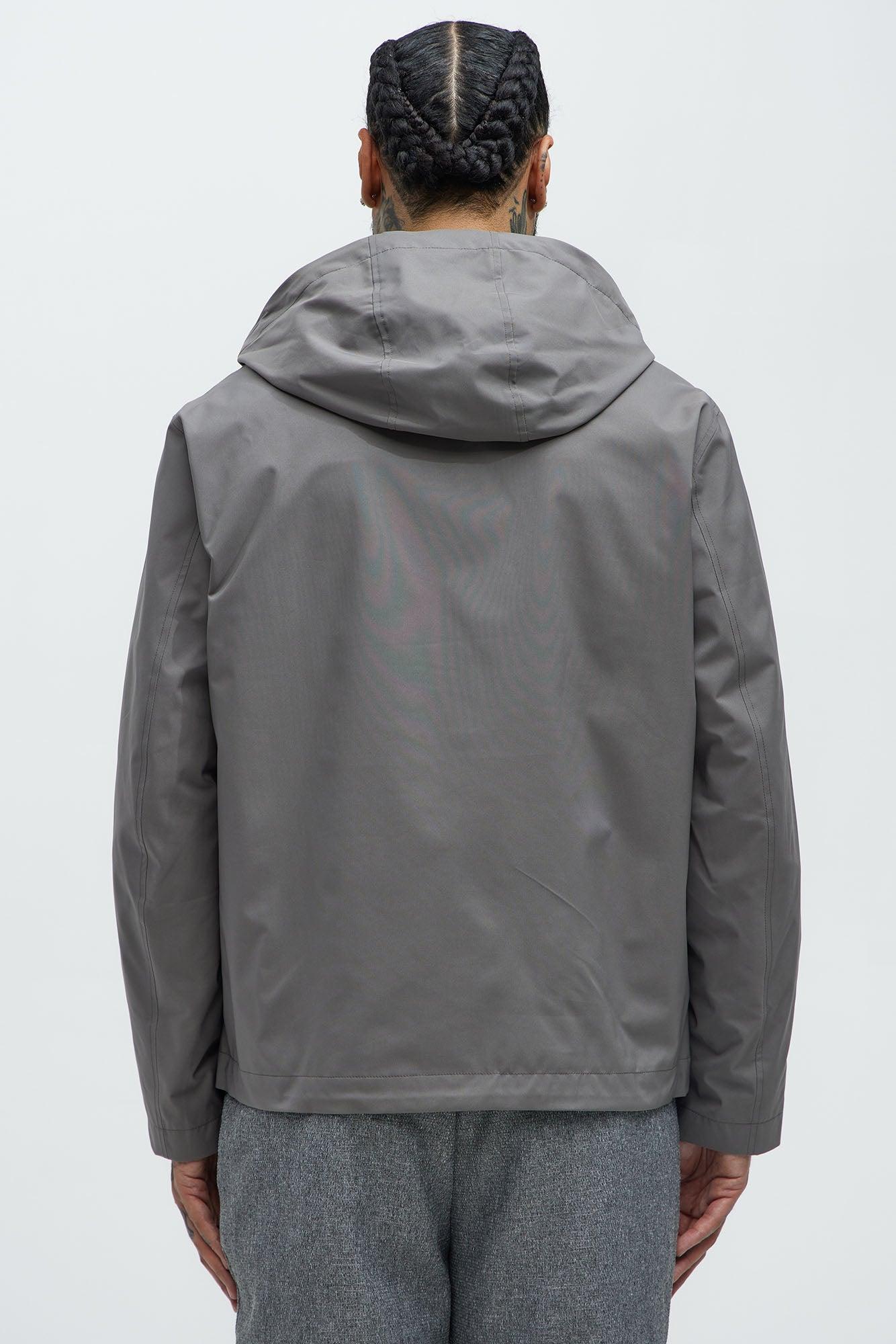 Never Worried Hooded Tech Jacket - Grey Product Image