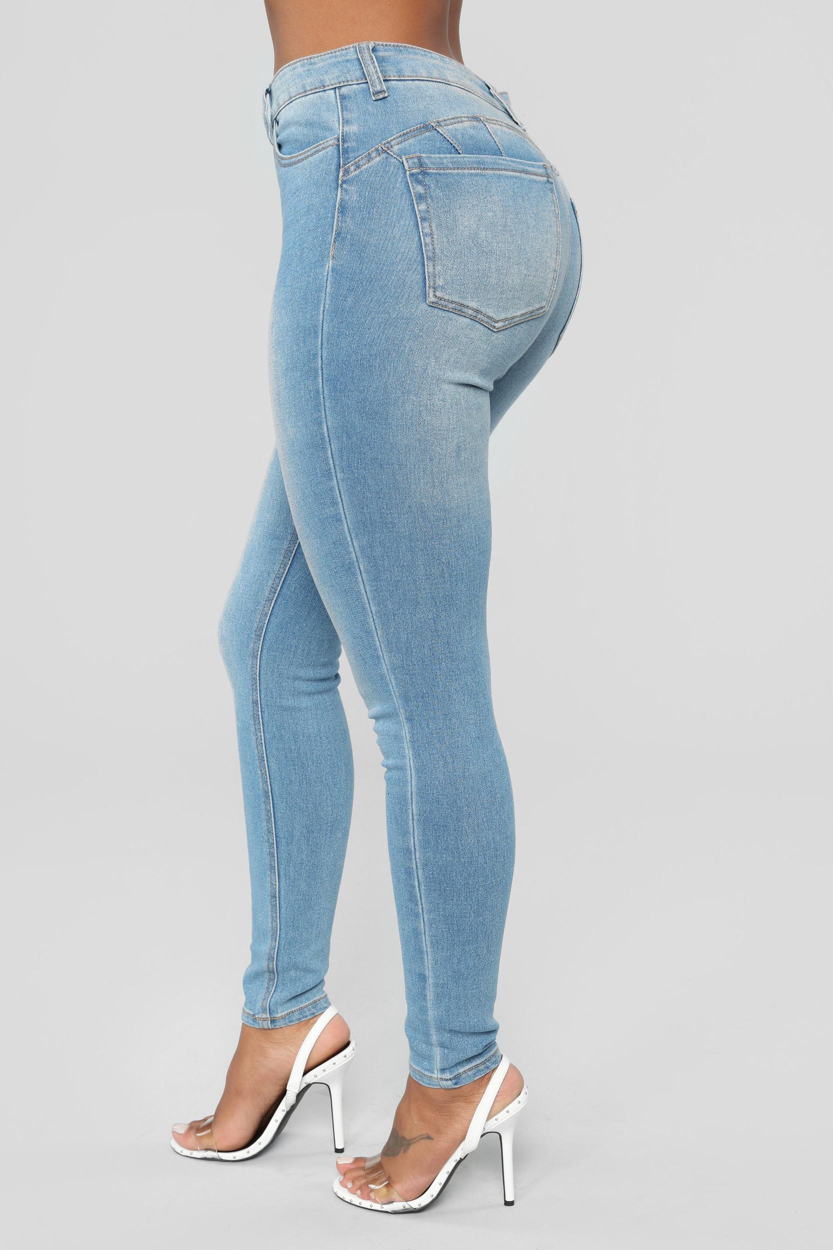 Wifey High Rise Booty Lifter Jeans - Light Blue Wash Product Image