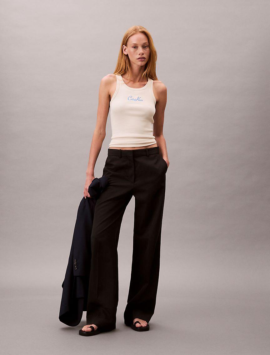 Cotton Contour Rib Embroidered Logo Tank Top Product Image