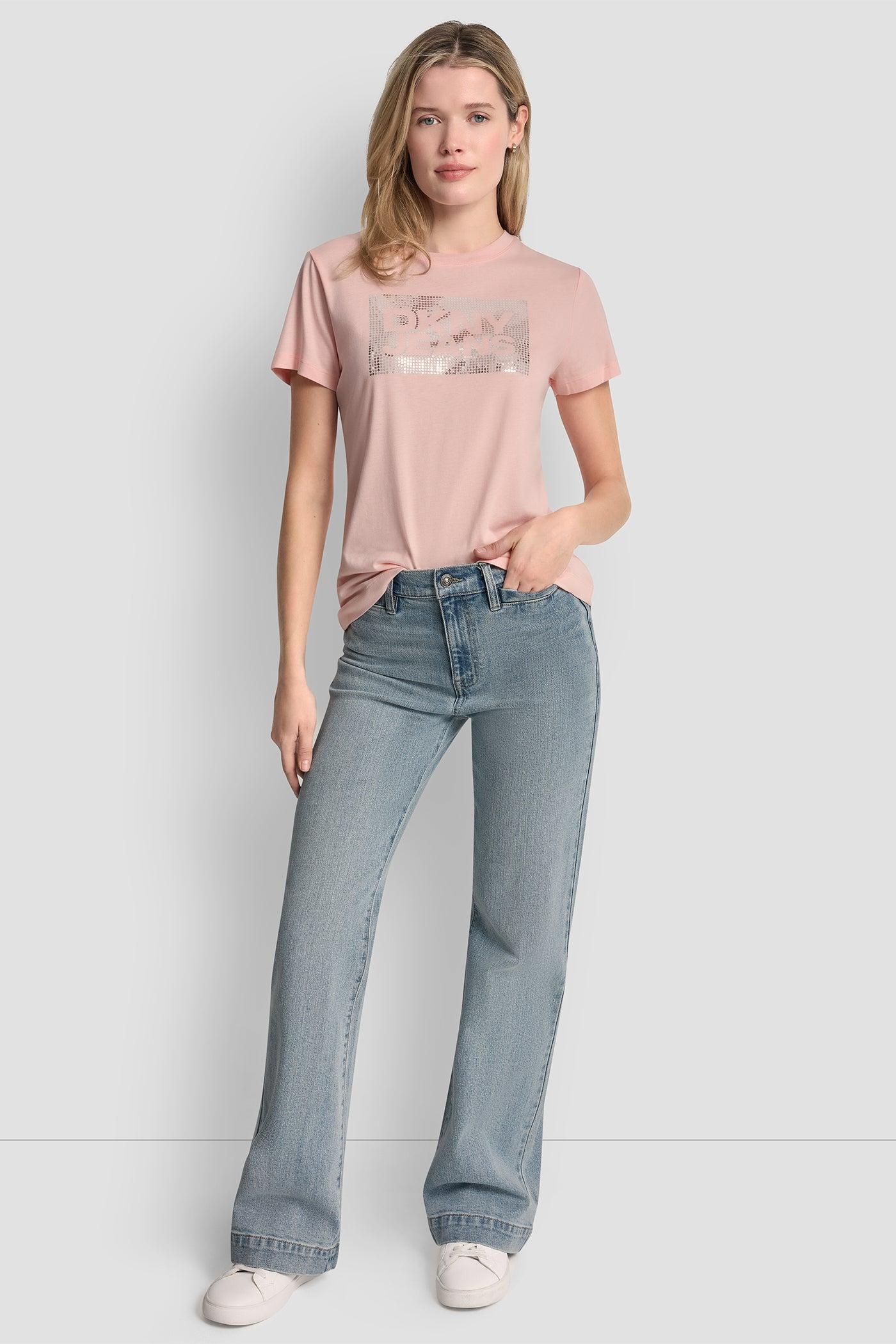 DKNY JEANS STACK LOGO RHINESTONE TEE Product Image