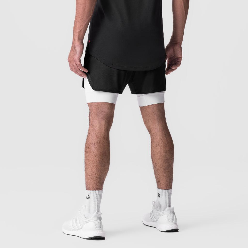 0828. Silver-Lite™ 5" Liner Short - Black "Wings"/White Product Image