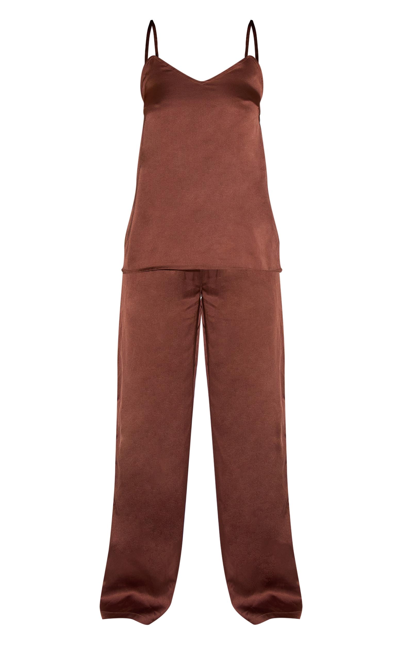 Chocolate Satin Cami And Pant Pj Set Product Image