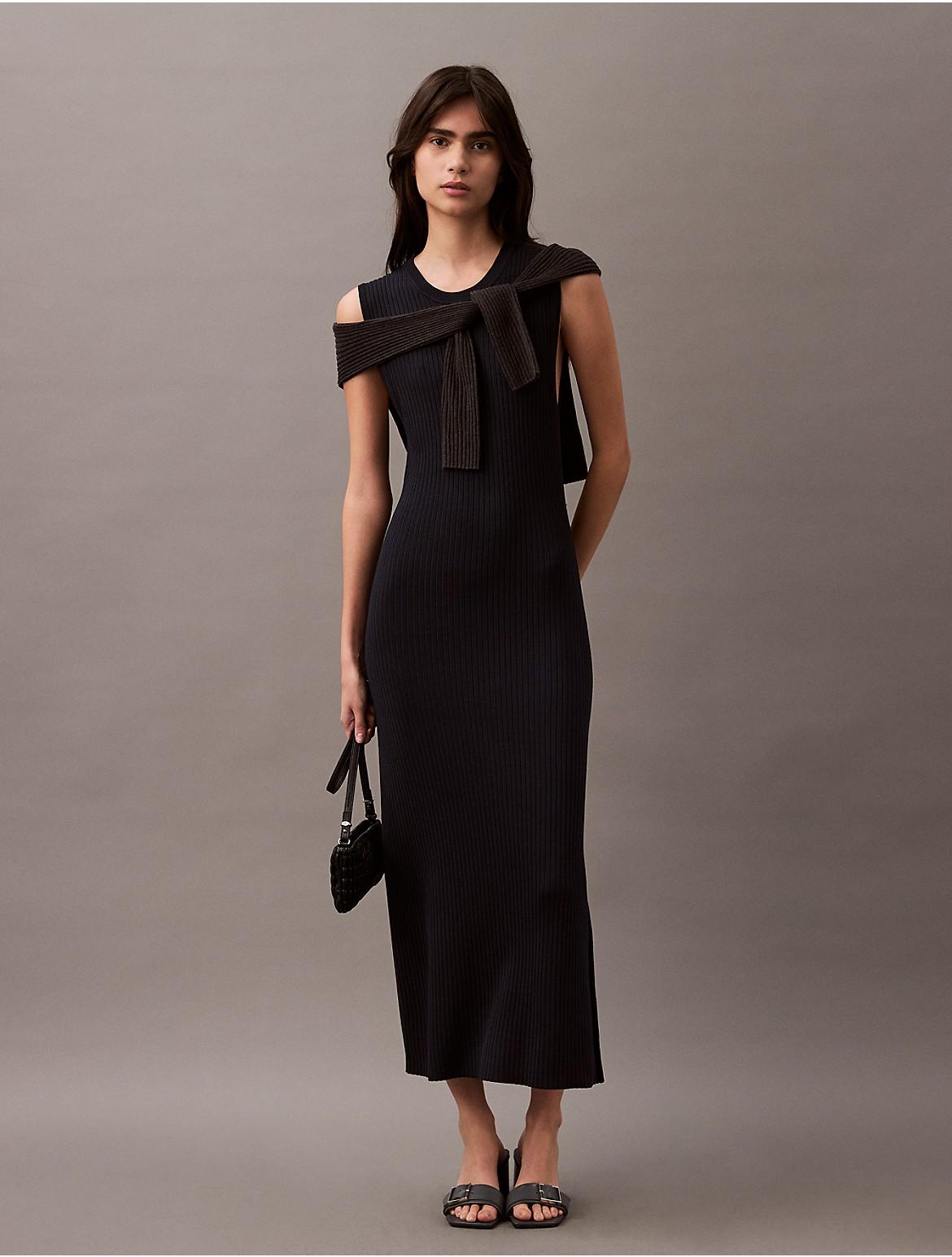 Calvin Klein Womens Viscose Rib Maxi Dress - Navy Product Image