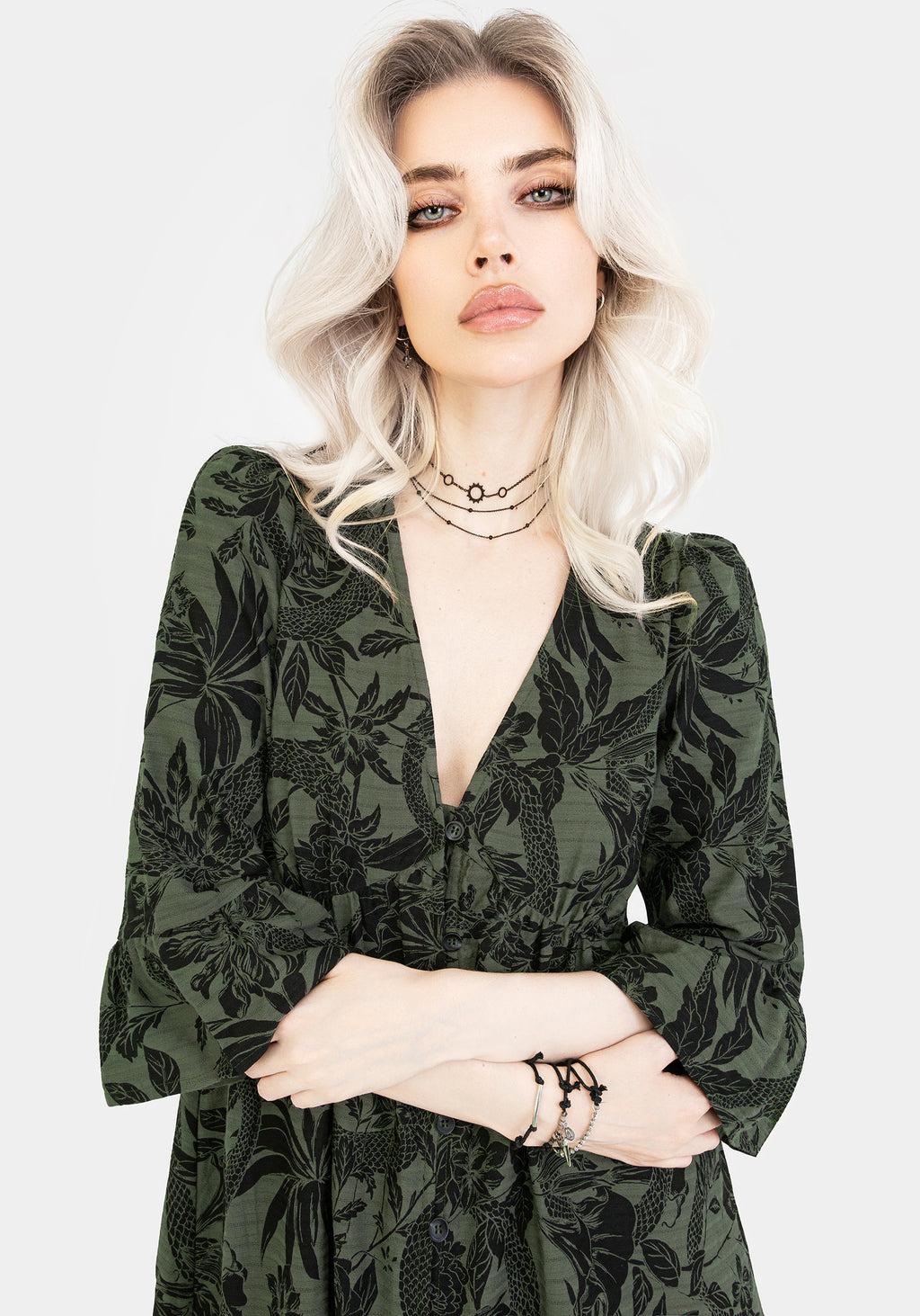 Bashe Cotton Maxi Over Dress - Green Product Image