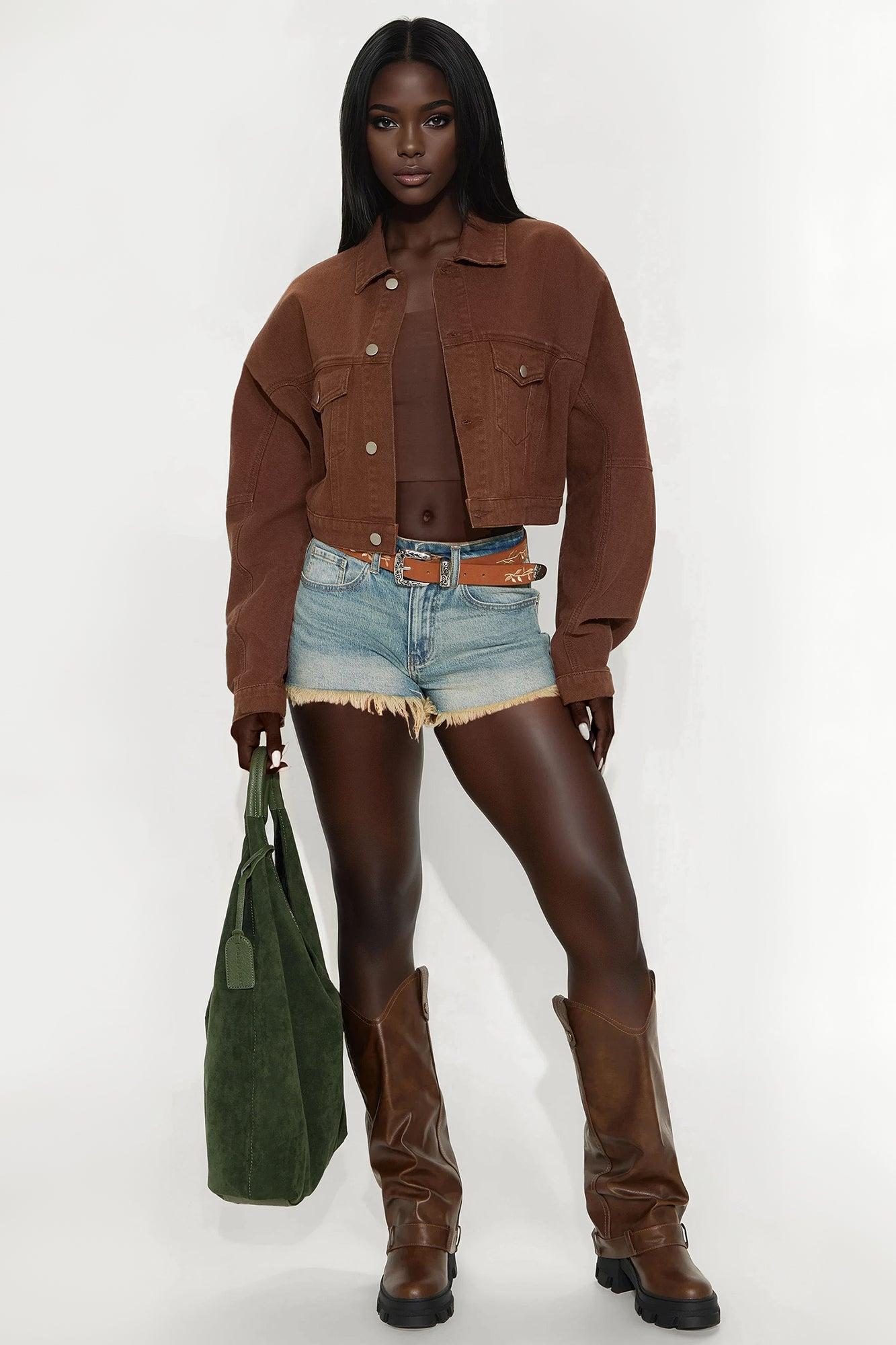 Brittany Trucker Jacket - Chocolate Female Product Image