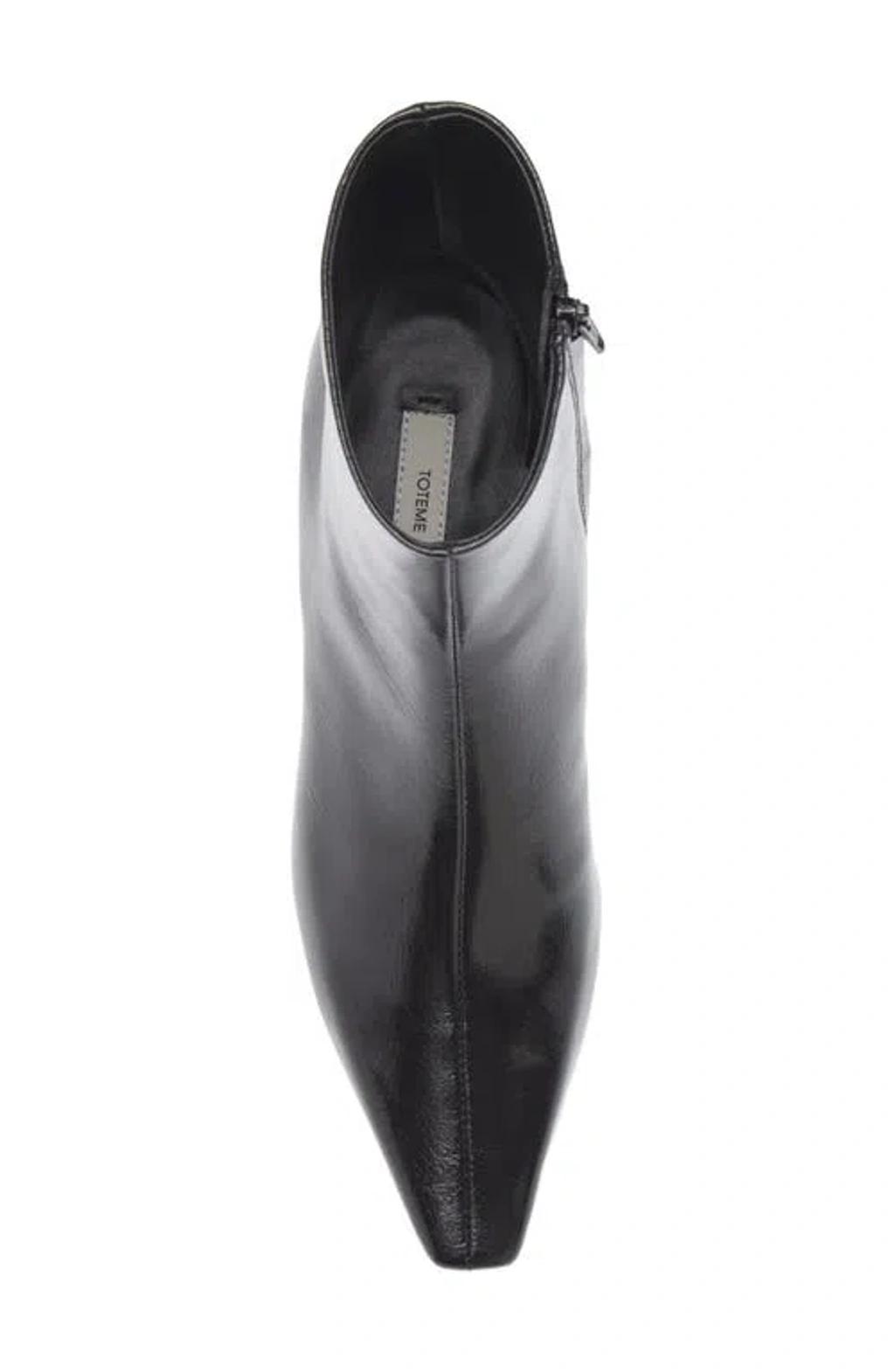 TOTÊME Toteme Slim Kitten Heel Pointed Toe Bootie In Black Product Image