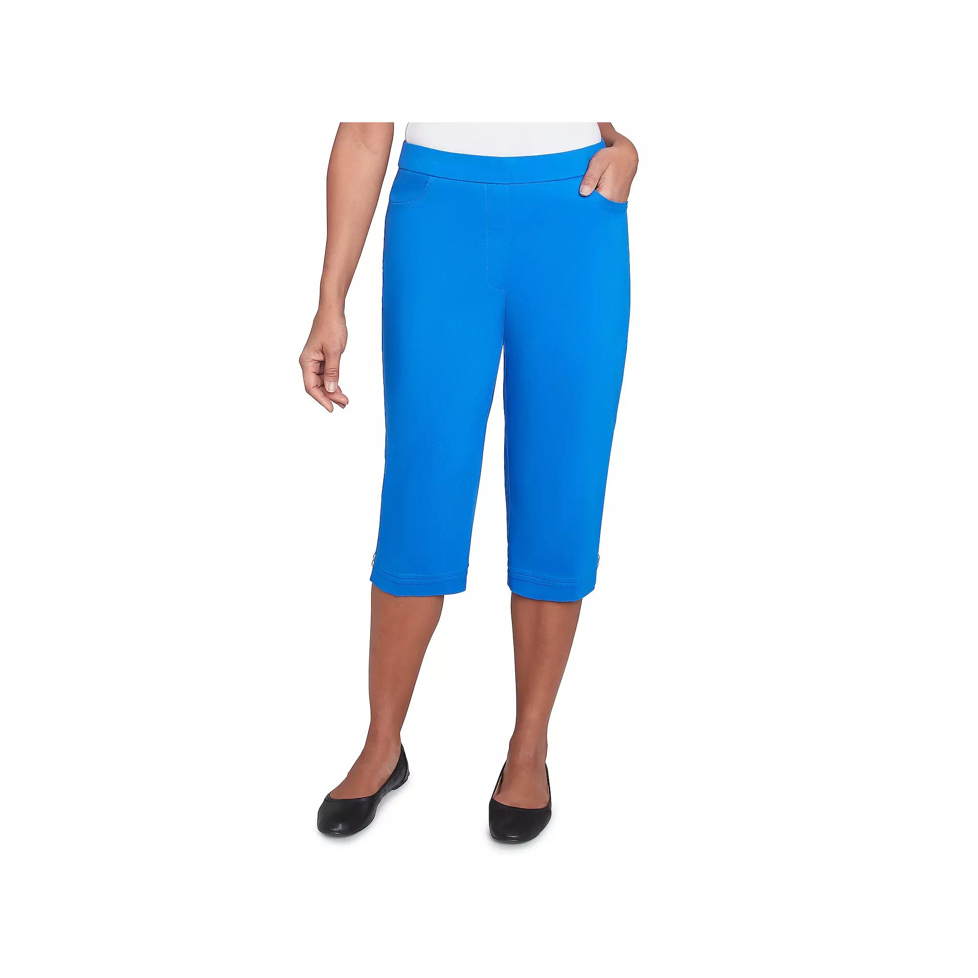 Women's Alfred Dunner Novelty Cuff Tummy Control Capri Pants, Size: 14, Blue Product Image