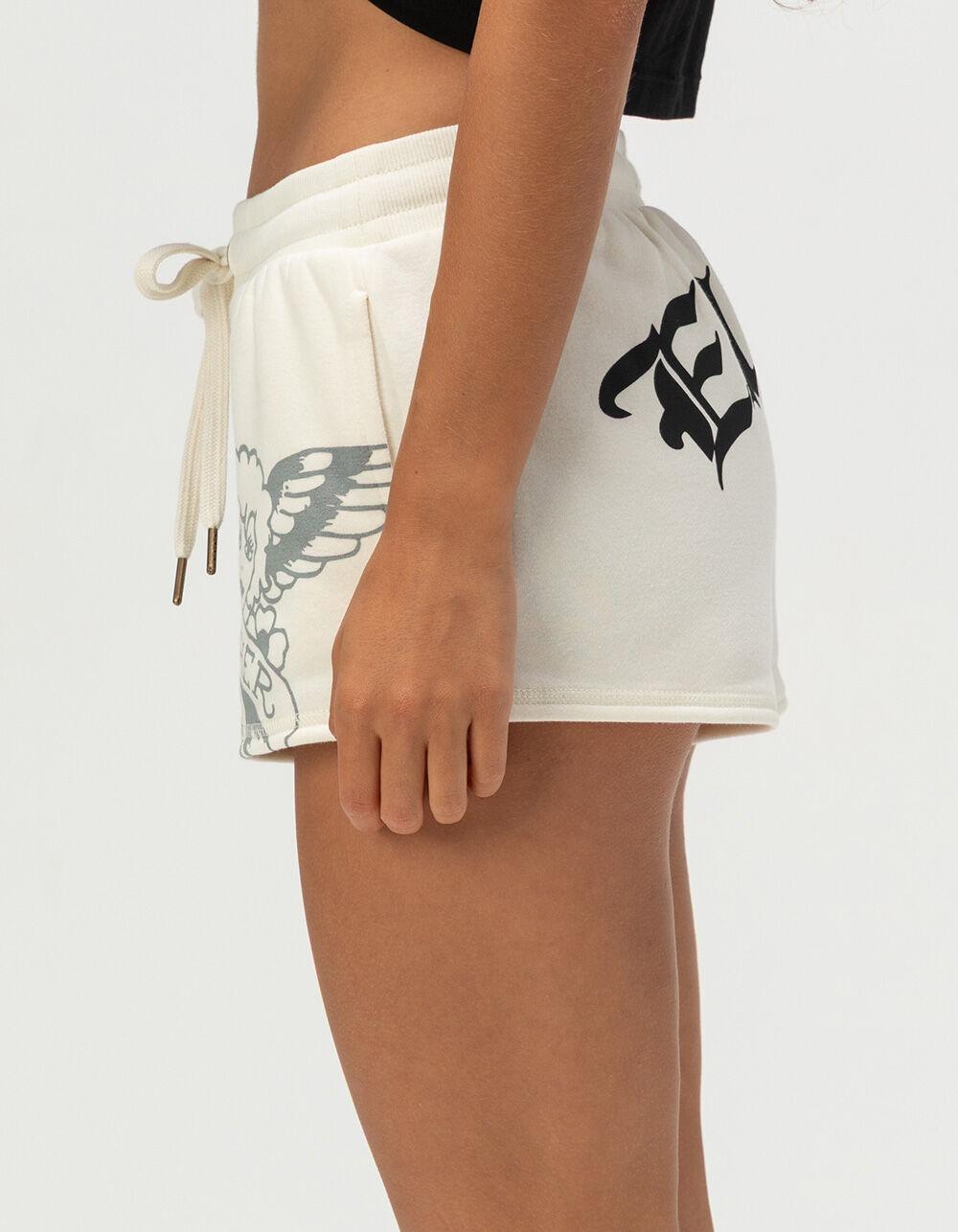 ED HARDY Sacred Heart Womens Fleece Shorts - IVORY Product Image