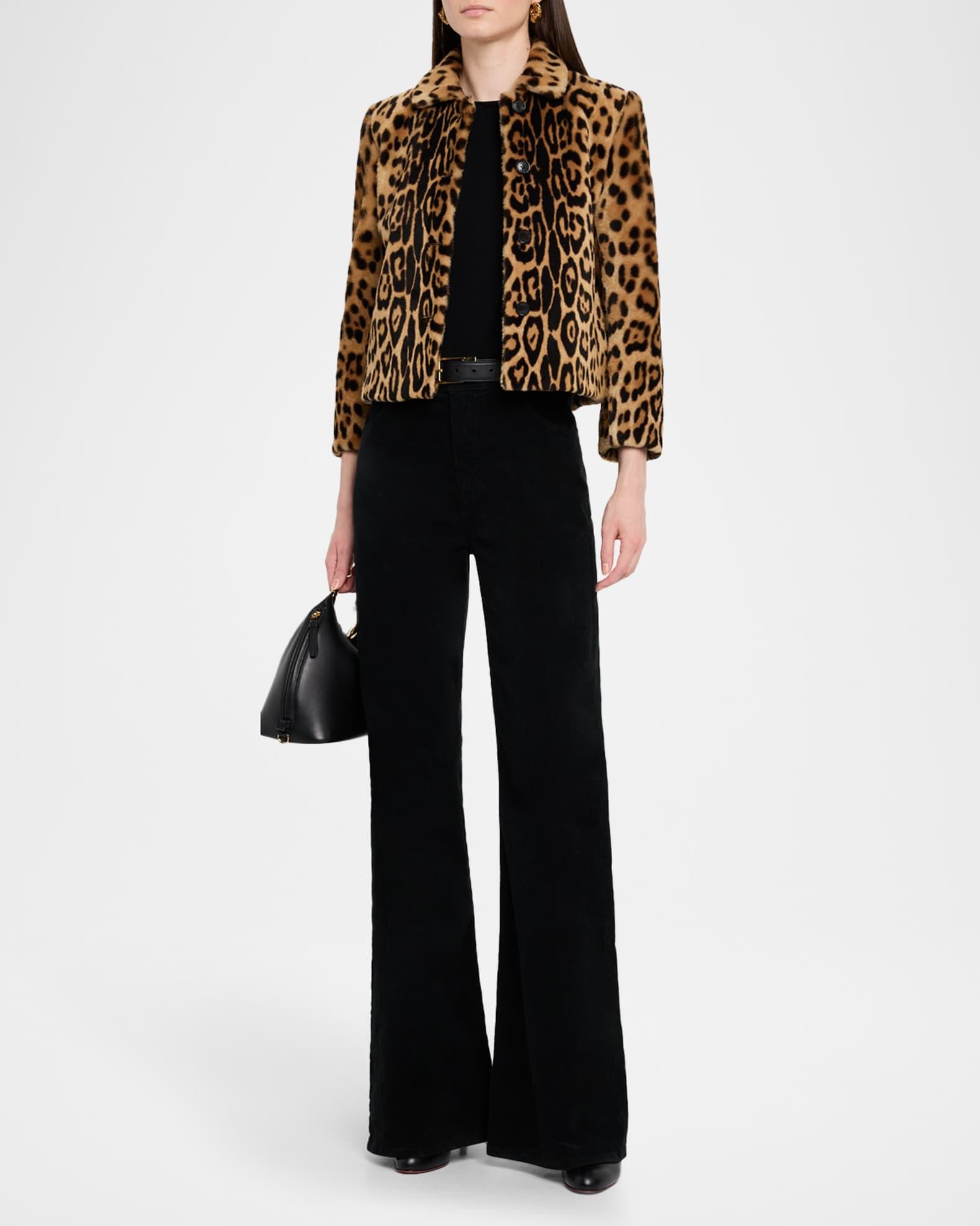 Montmartre Leopard Shearling Cropped Jacket Product Image
