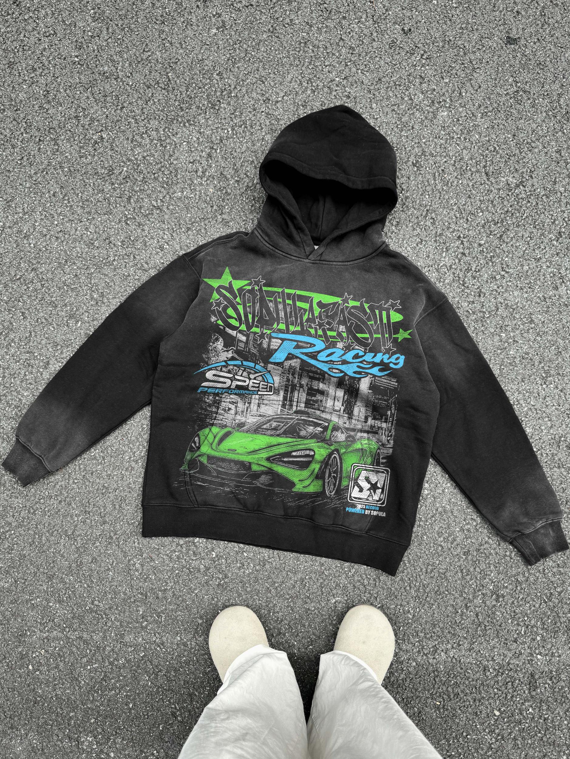 Sopula Vintage Jesus Print Acid Wash Hoodie Product Image