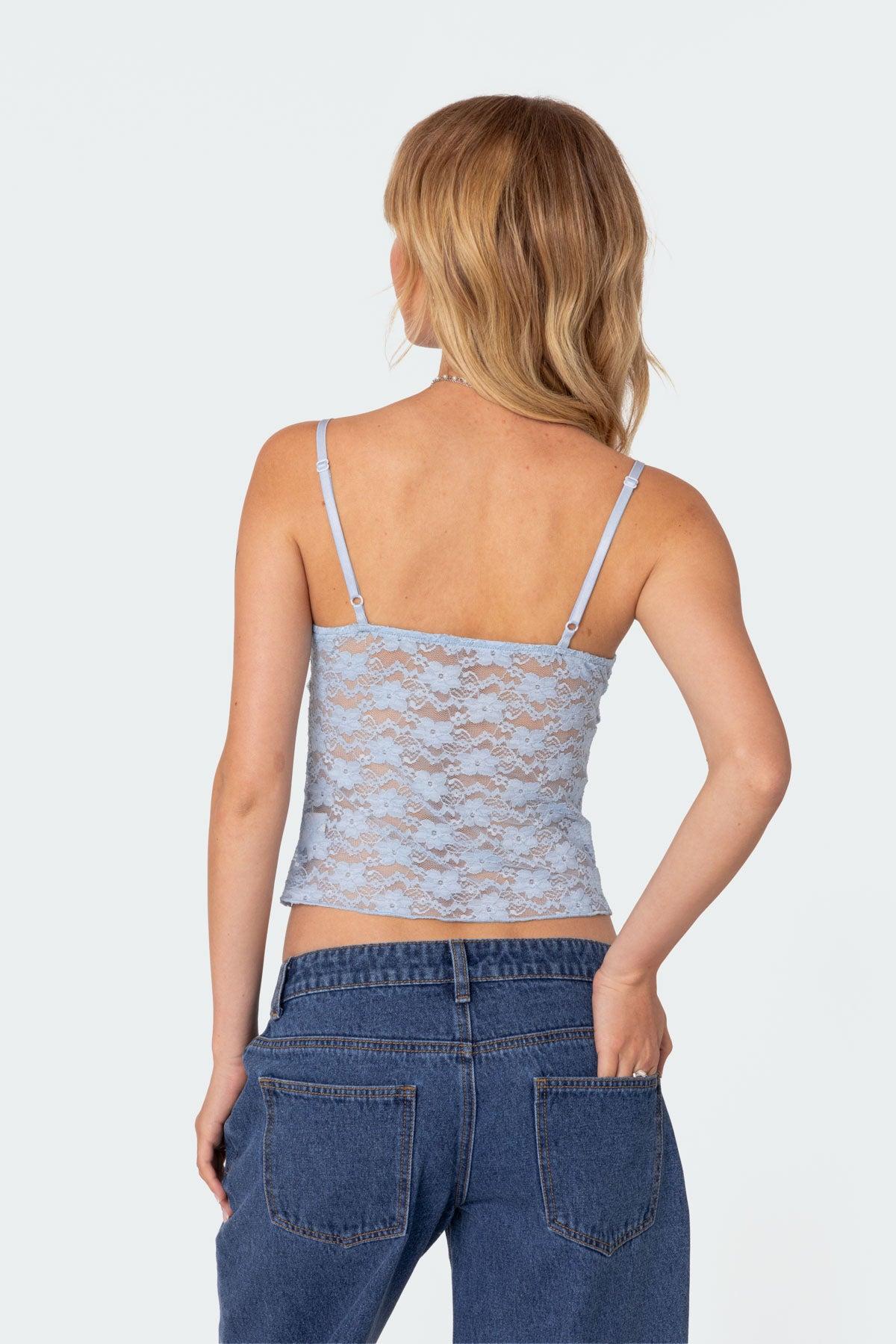 Eira Sheer Lace Tank Top Product Image