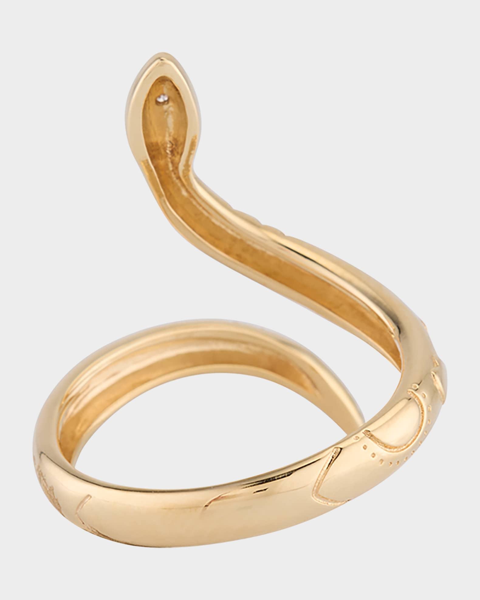 14K Yellow Gold Wrap Snake Ring with Diamonds, Size 6.5 Product Image