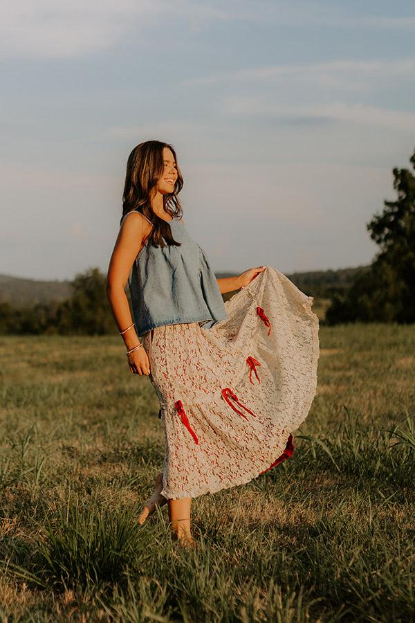 Boho Feels High Waist Lace Skirt in Wine Product Image