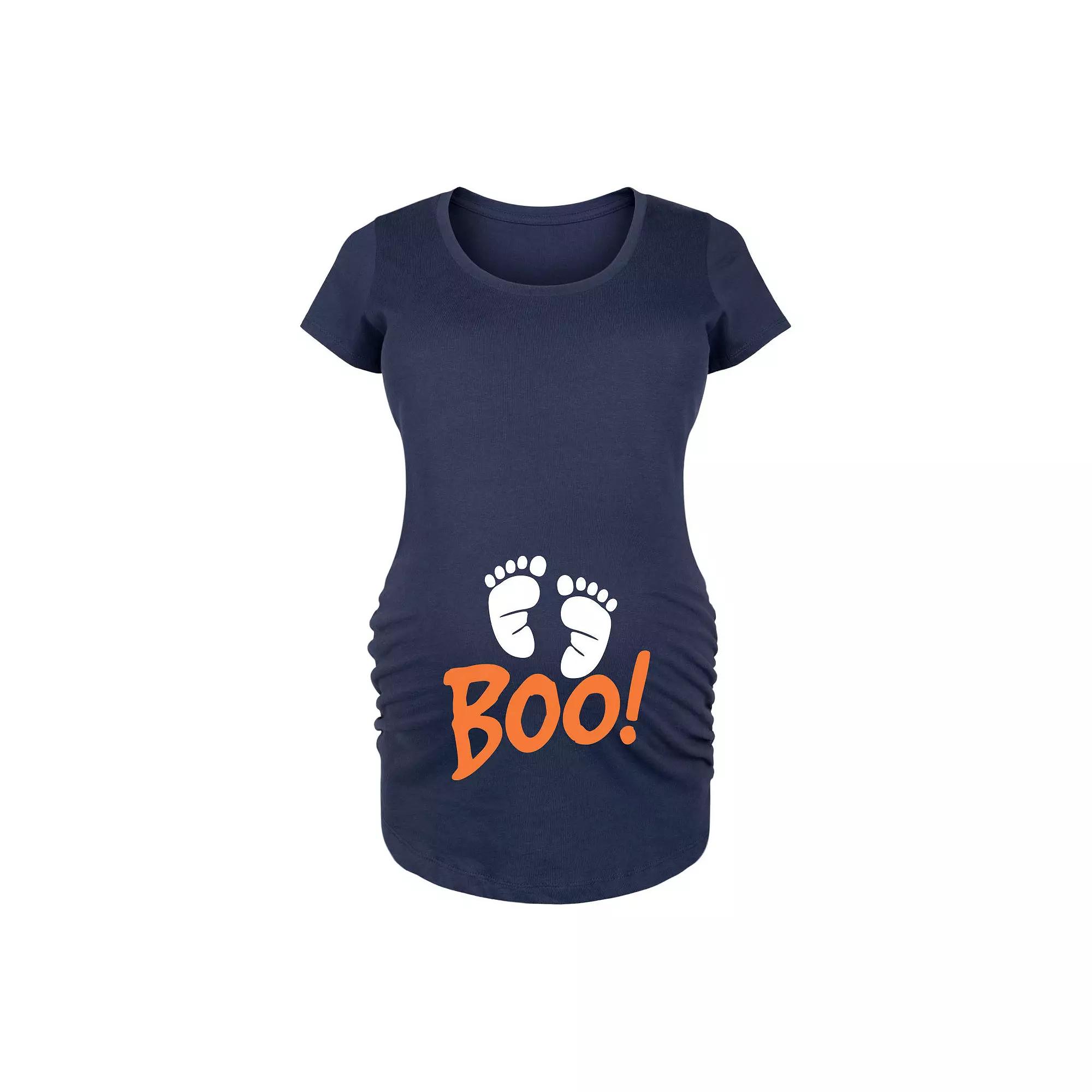 Maternity Boo Baby Feet Halloween Graphic Tee, Women's,  Product Image