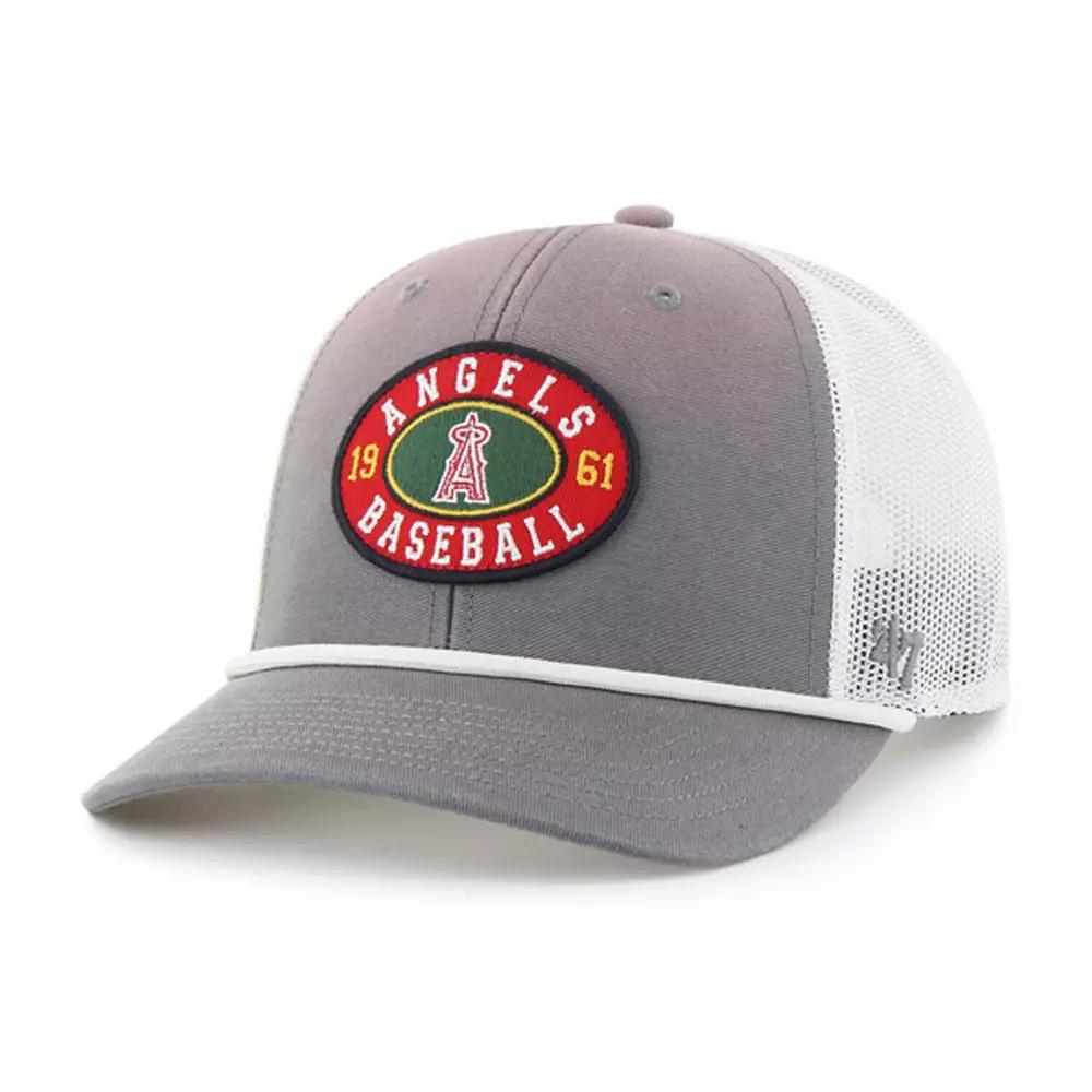 Men's '47 Gray/White Los Angeles Angels Tide Sweep Rope Trucker Adjustable Hat, Grey Product Image