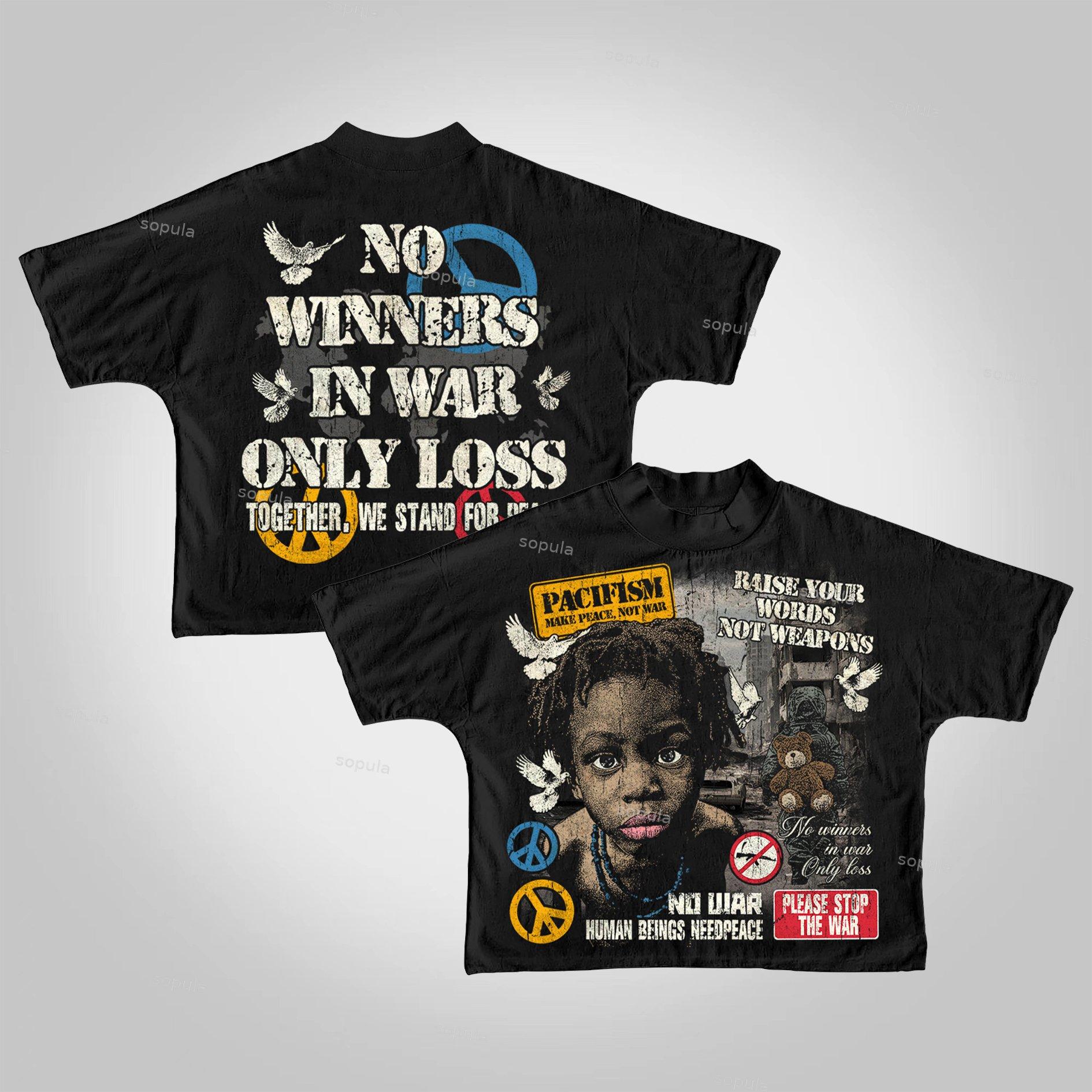 Sopula Human Beings Need Peace, Not War. Vintage Graphics Cropped T-Shirts Product Image