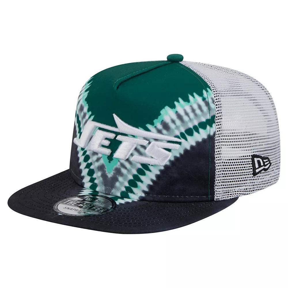 Men's New Era Green/Black New York Jets Throwback Dye Golfer Snapback Hat Product Image