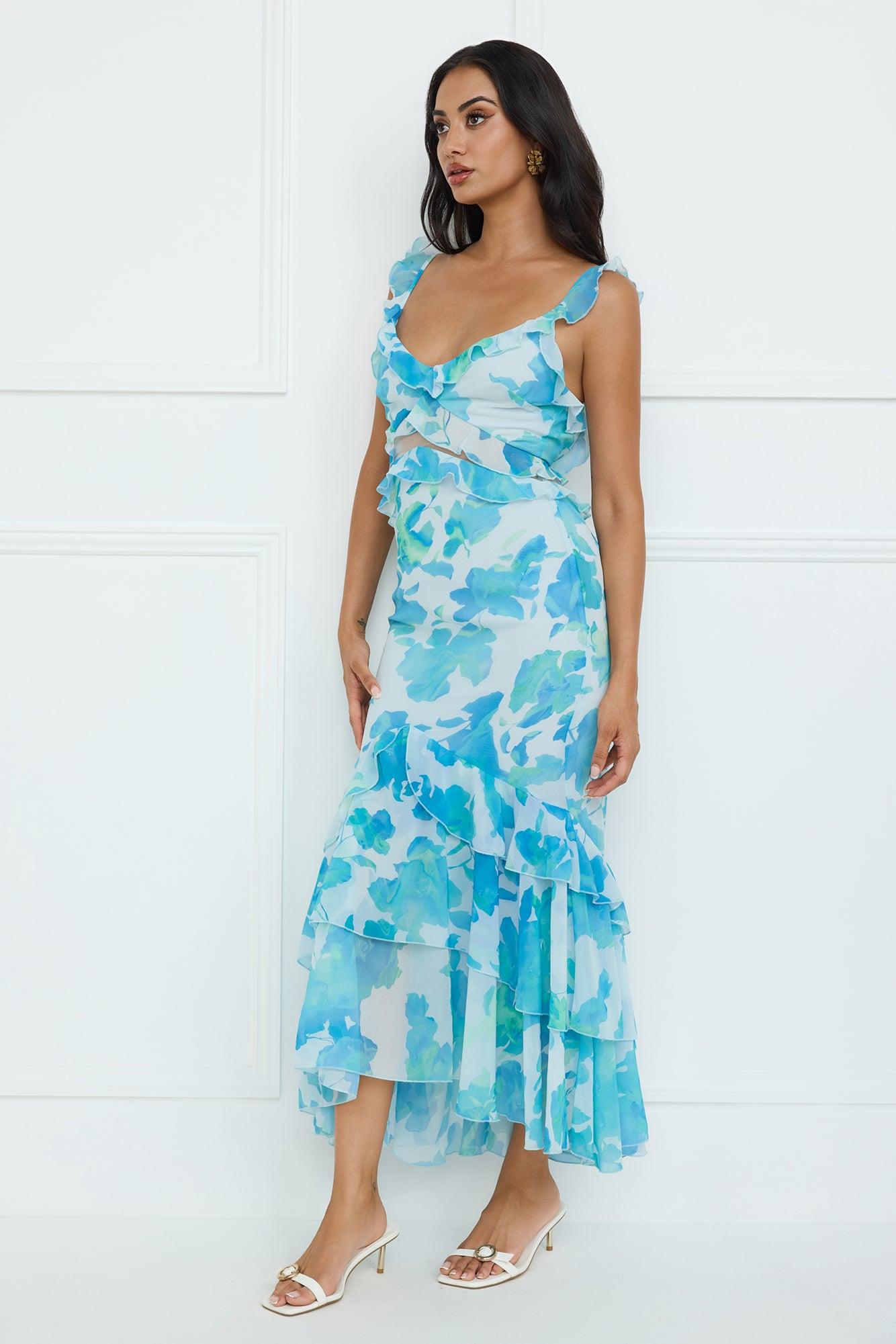 Ocean Waters Midi Dress Blue Product Image