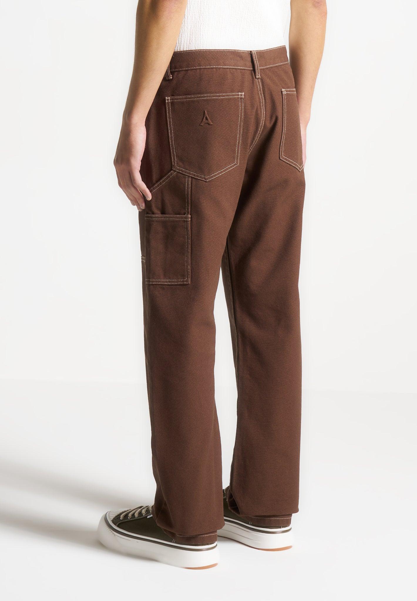 Contrast Stitch Carpenter Jean - Brown Male Product Image