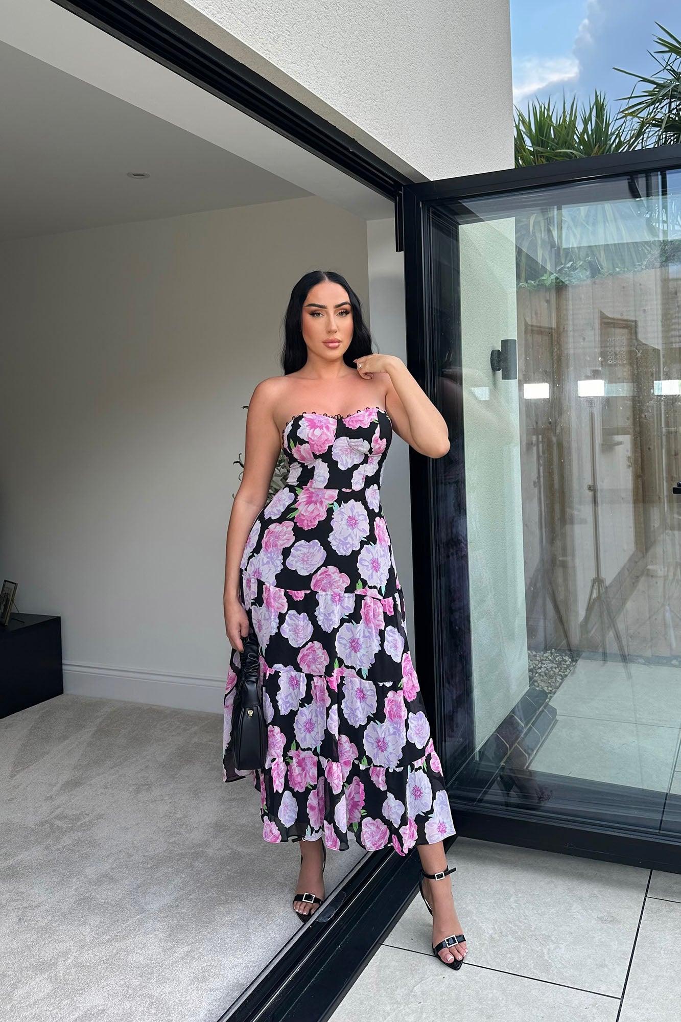 Like A Rose Chiffon Maxi Dress - Pink/combo Product Image