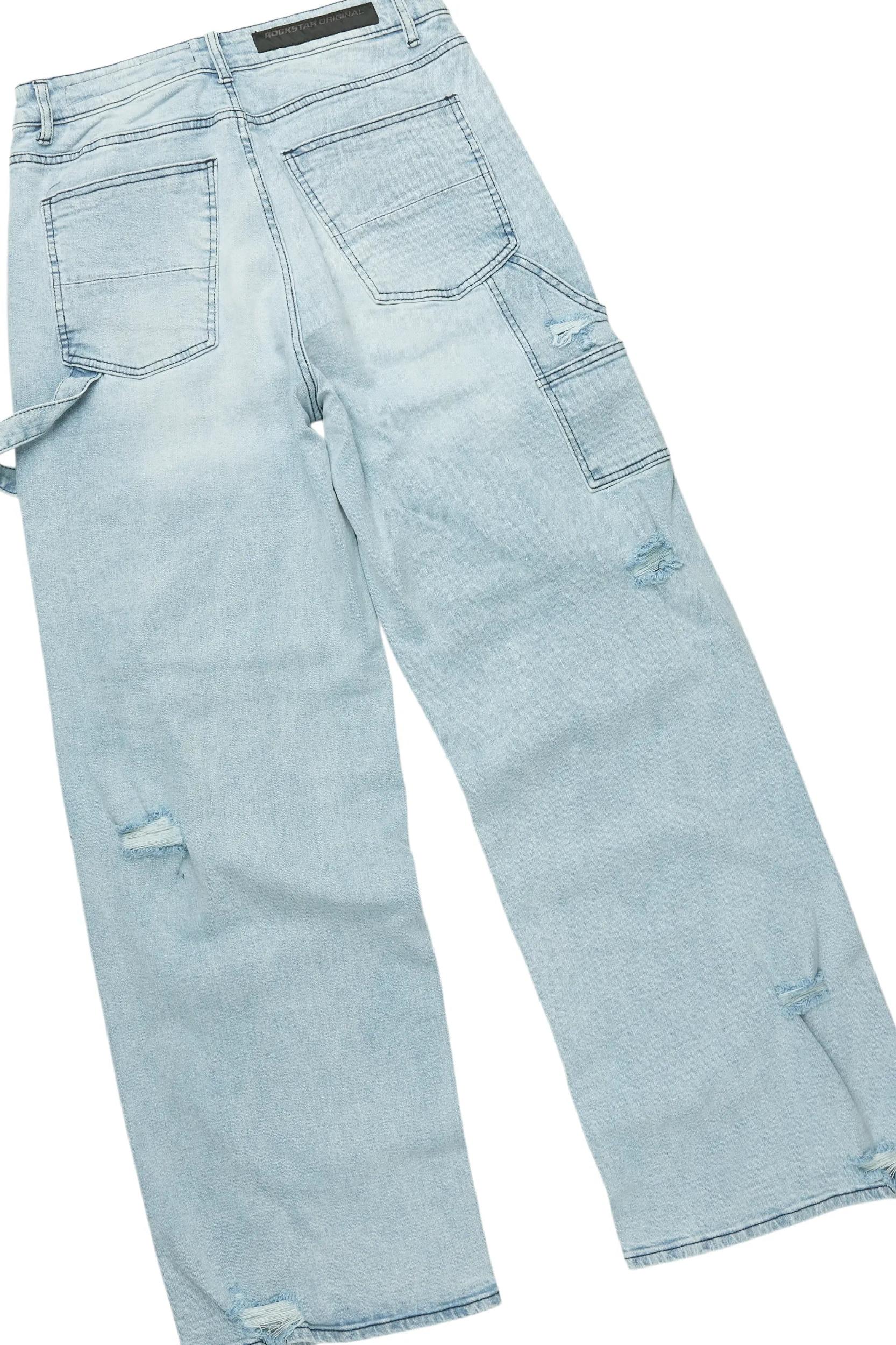 Yooz Heather Grey Hoodie & Deco Stacked Flare PU Jean Bundle Male Product Image