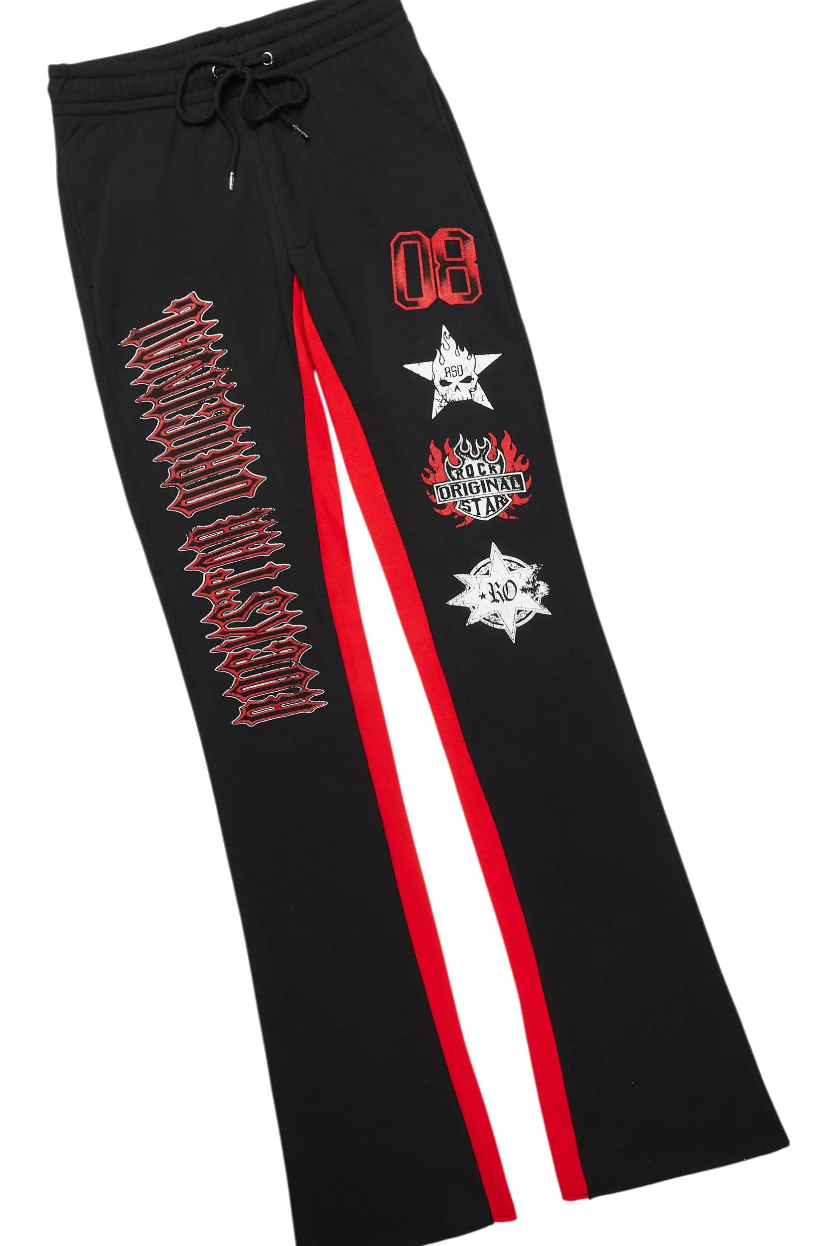 Alim Black/Red Hoodie/Baggy Track Pant Set Male Product Image