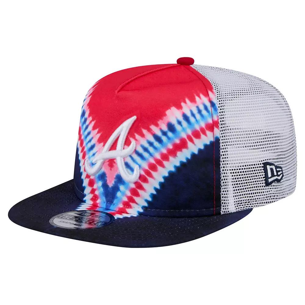 Men's New Era Atlanta Braves Tie-Dye Golfer Trucker Adjustable Hat, Blue Product Image