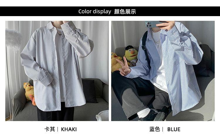 Long Sleeve Striped Button Up Shirt Product Image