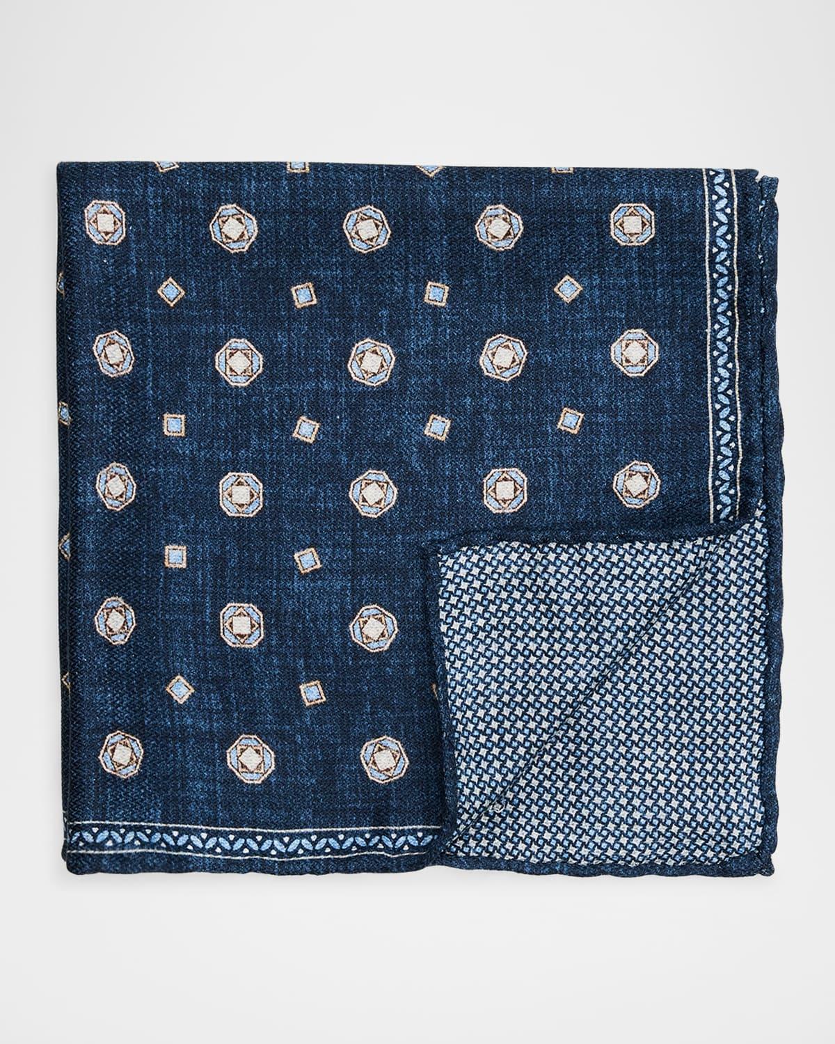 Mens Silk Geometric Pocket Square Product Image