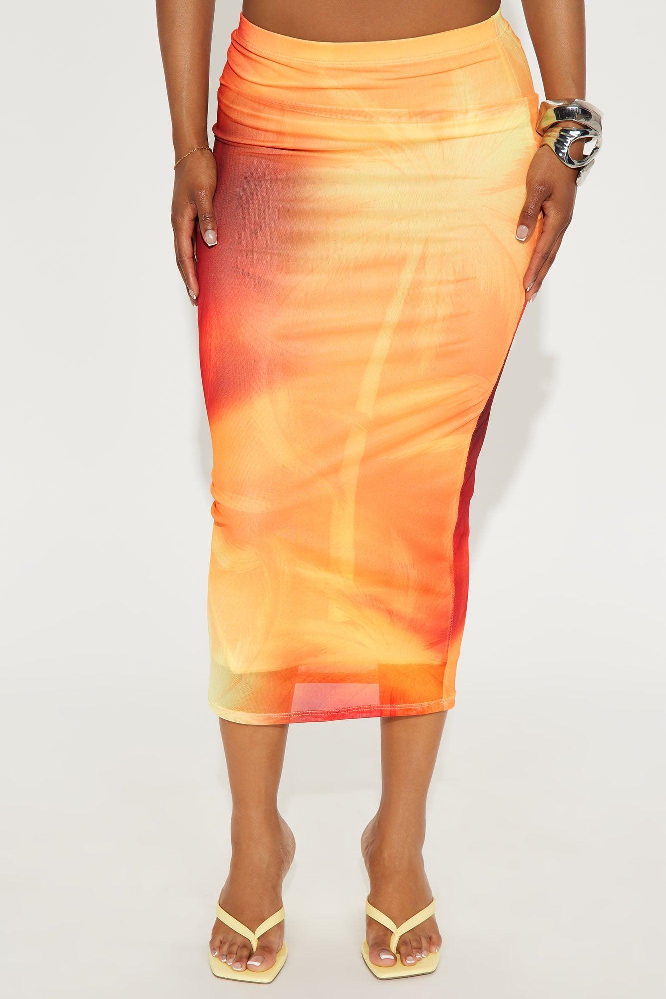 Tropic Vibe Mesh Midi Skirt - Pink/combo Product Image