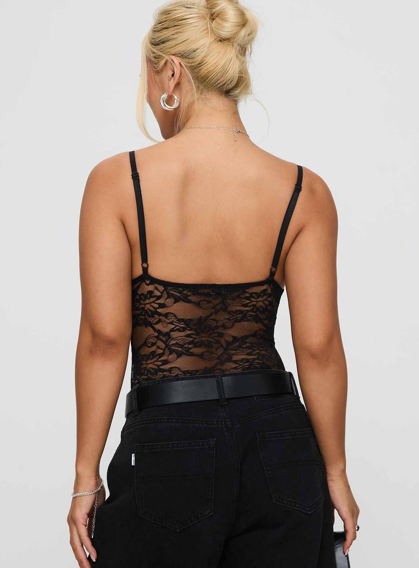 Wystan Lace Bodysuit Black Product Image
