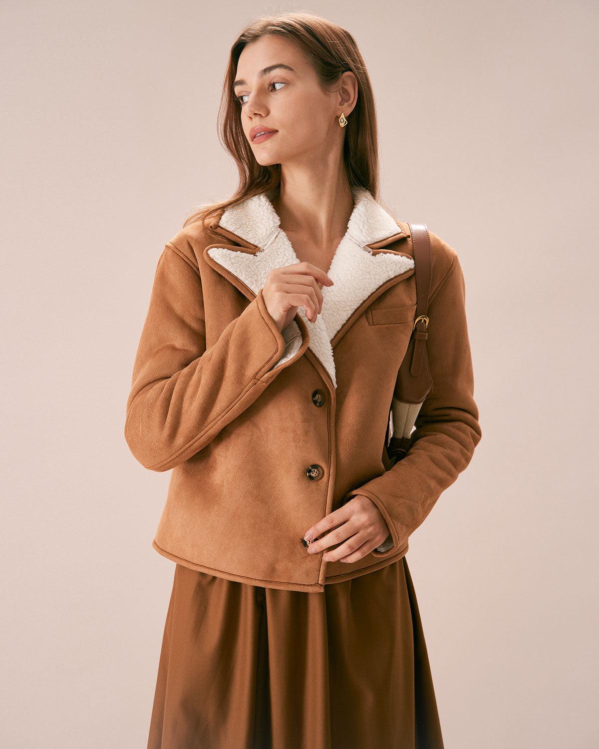 The Brown Lapel Single Breasted Suede Jacket Product Image