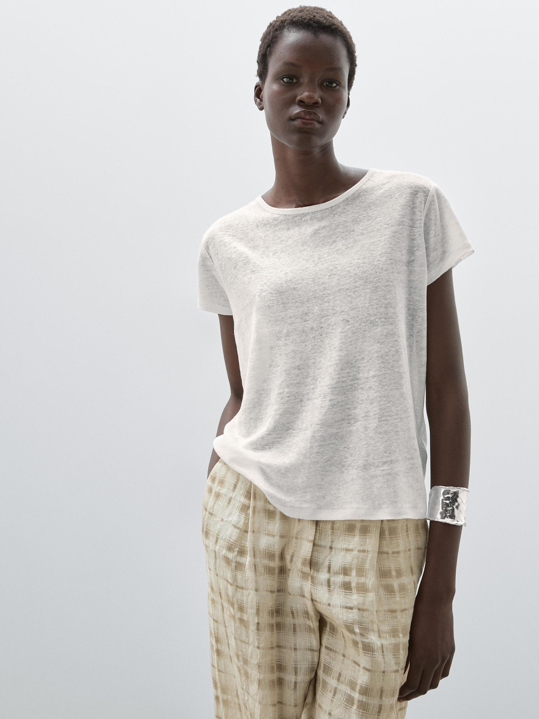 100% linen short sleeve T-shirt Product Image