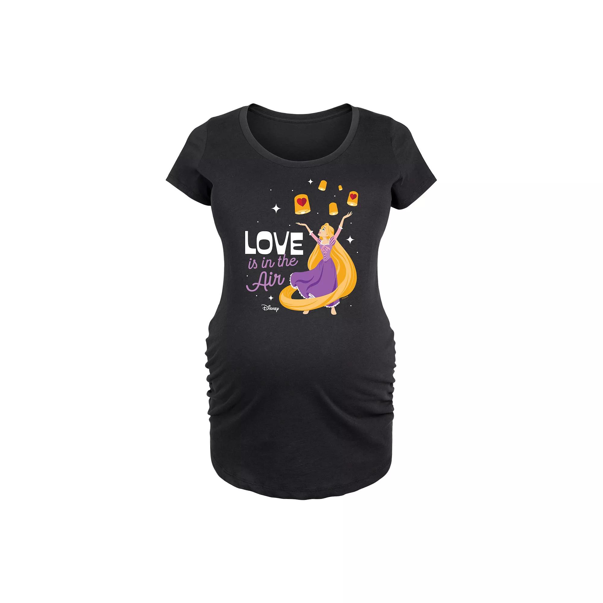 Disney's Tangled Rapunzel Maternity Love Is In The Air Graphic Tee, Women's, Size: Large-Mat, Black Product Image