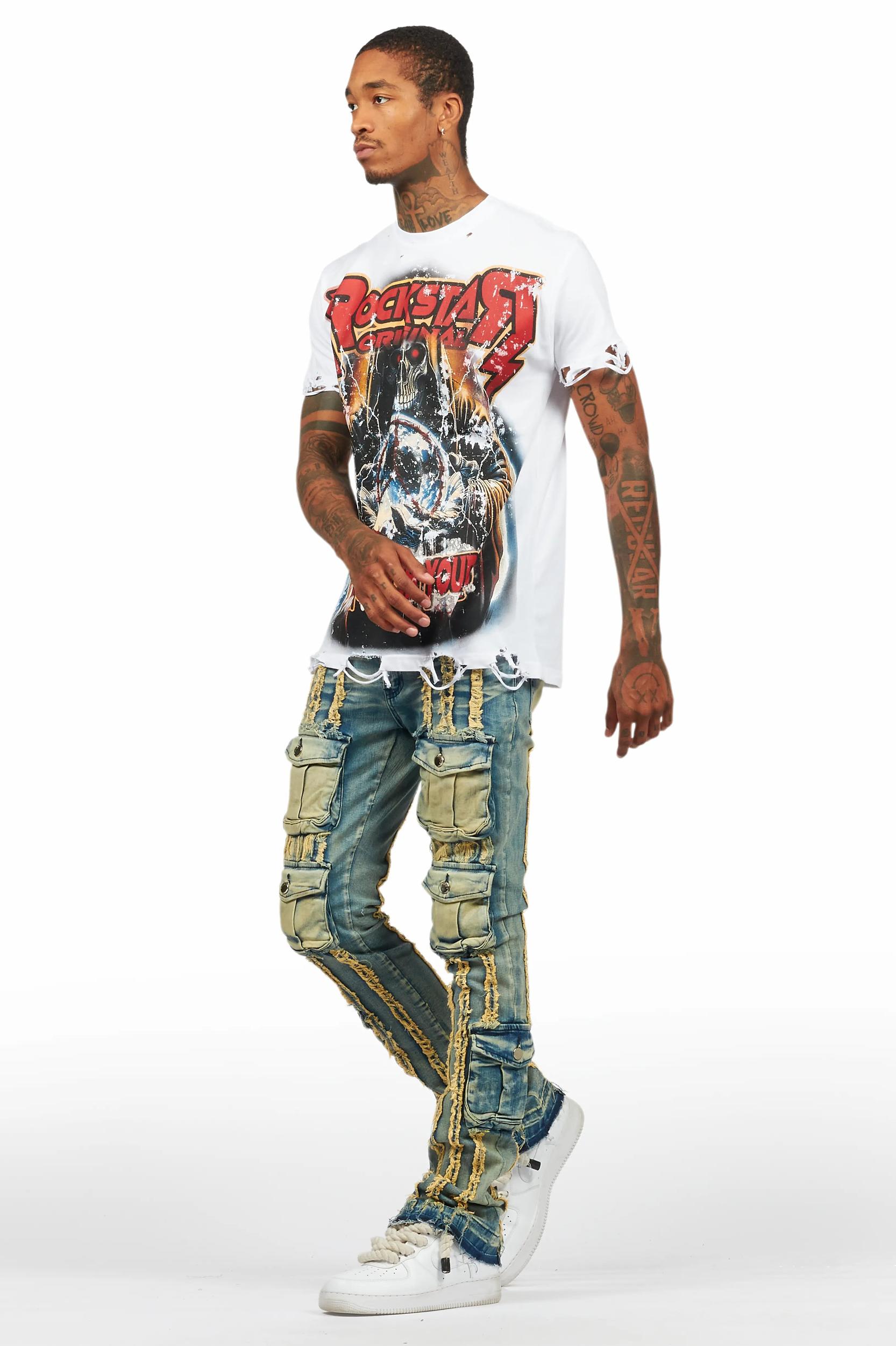 Frey Blue Stacked Flare Jean Male Product Image