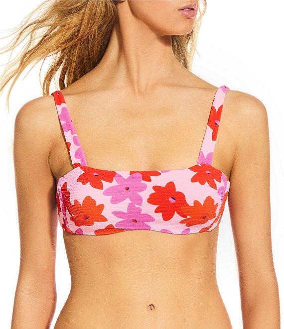 GB Modern Floral Scrunchie Textured Extra High Leg Scoop Front Swim Bottom Product Image