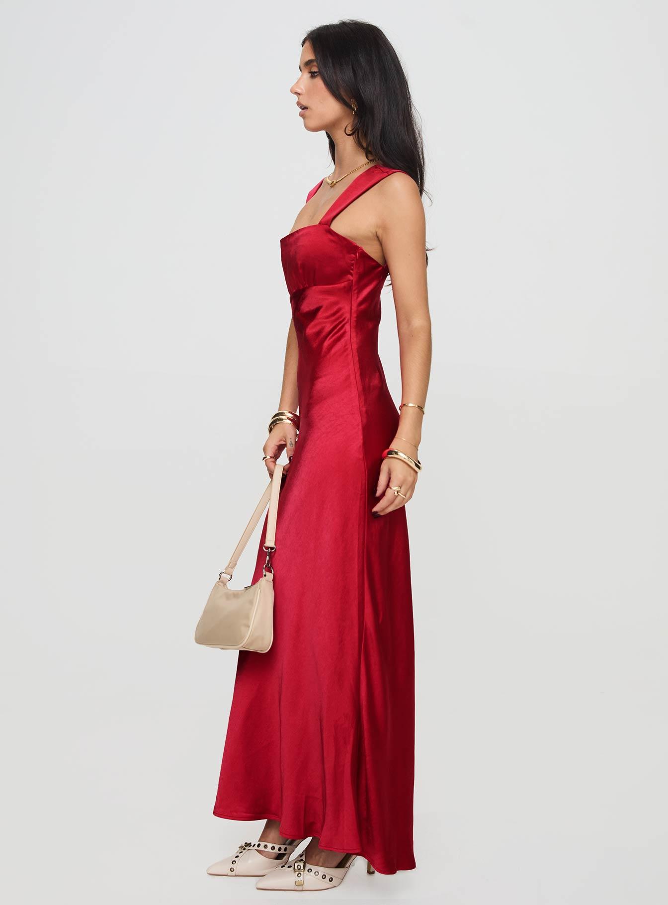 Radioactive Bias Cut Maxi Dress Red Product Image