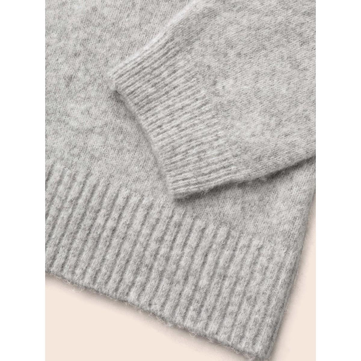Plus Size Airy Cozy Drop Shoulder Wool Pullover LightGray Women Casual Long Sleeve Round Neck Everyday Pullovers BloomChic 28/5X Product Image
